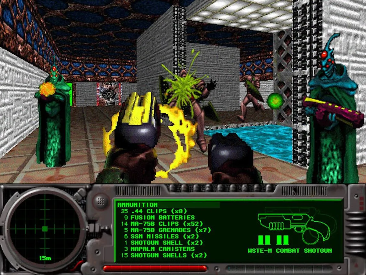 Ảnh chụp màn hình từ series game Marathon, biểu tượng của game FPS độc quyền Mac thời kỳ đầu