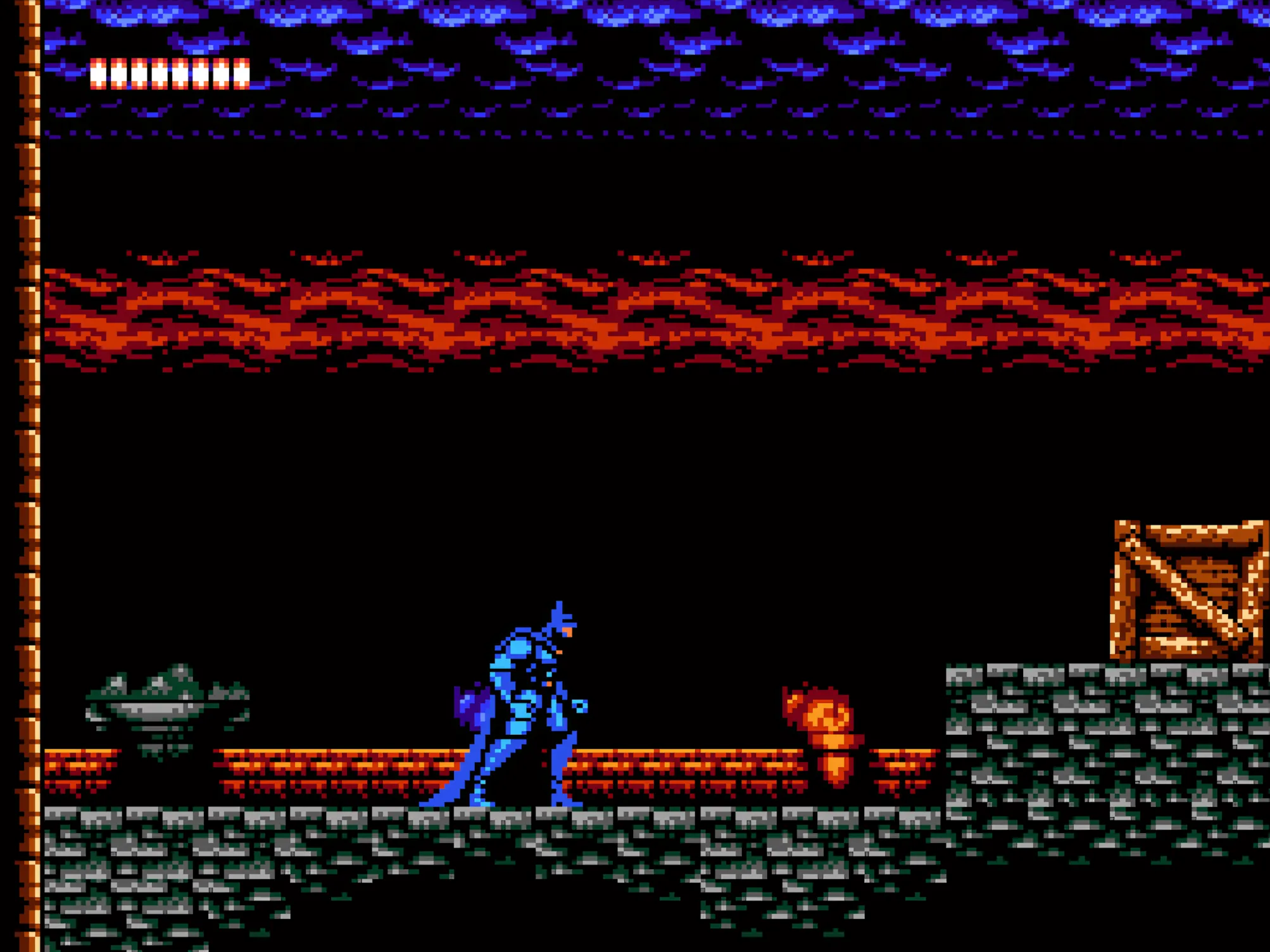 Batman đối đầu kẻ thù trong một cảnh chiến đấu của Batman: Return of the Joker Game Boy