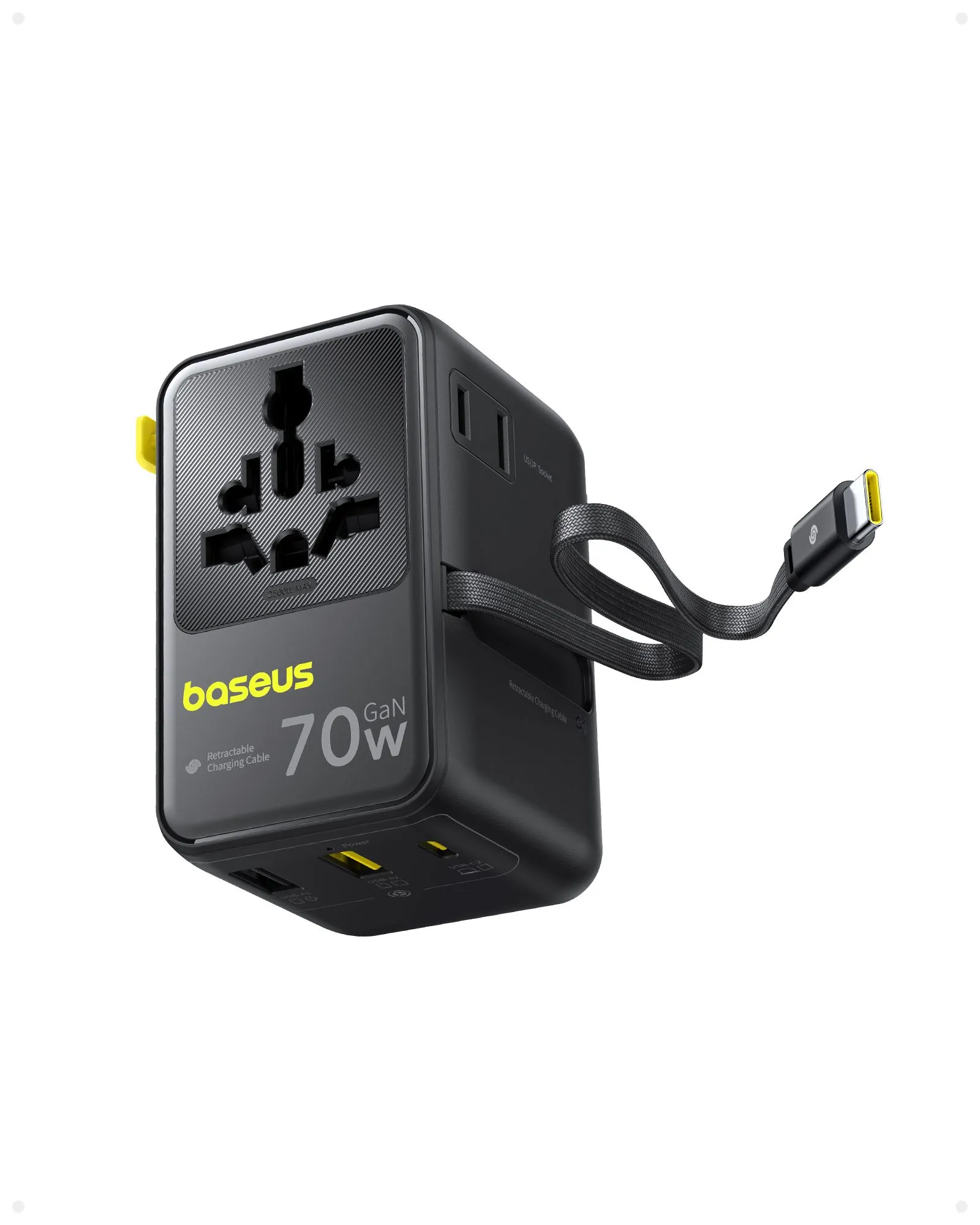 Bộ chuyển đổi du lịch Baseus EnerCore 6-in-1 70W tích hợp cáp USB-C