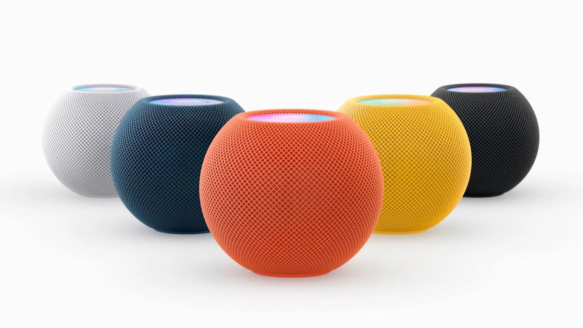 Bộ sưu tập loa thông minh HomePod mini với nhiều màu sắc khác nhau.