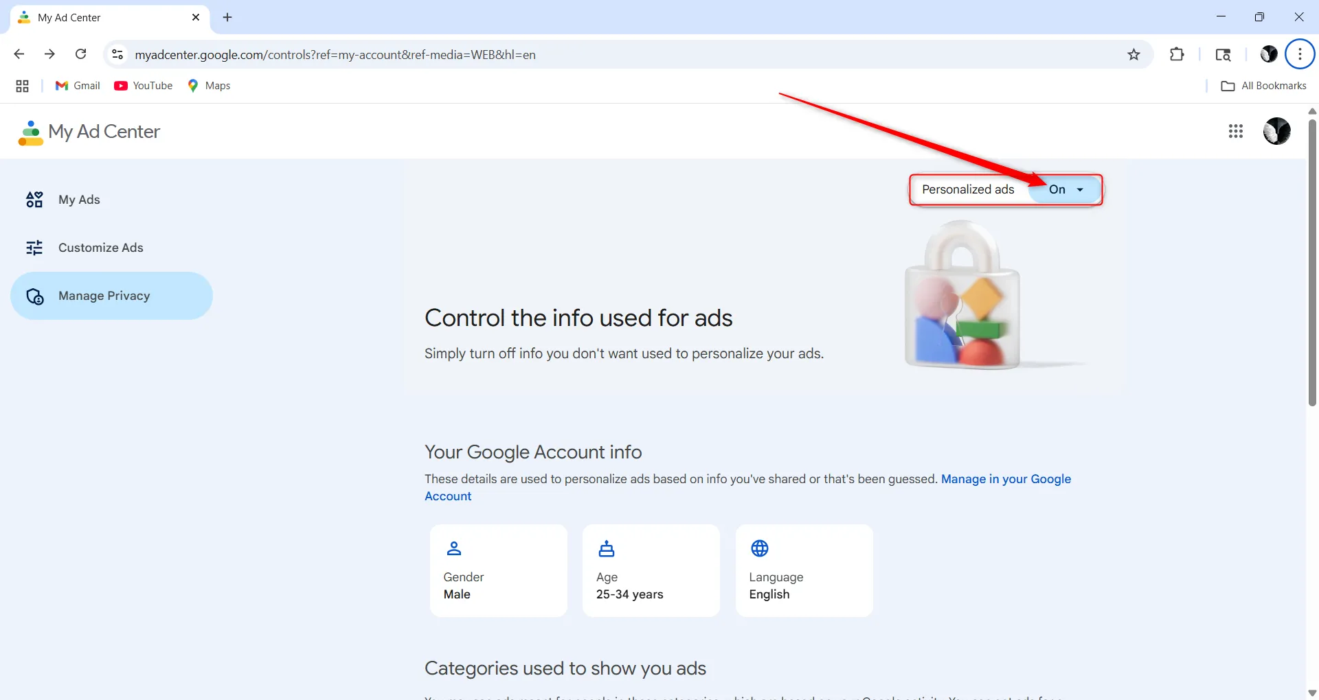 Cài đặt quản lý quảng cáo cá nhân hóa trong tài khoản Google