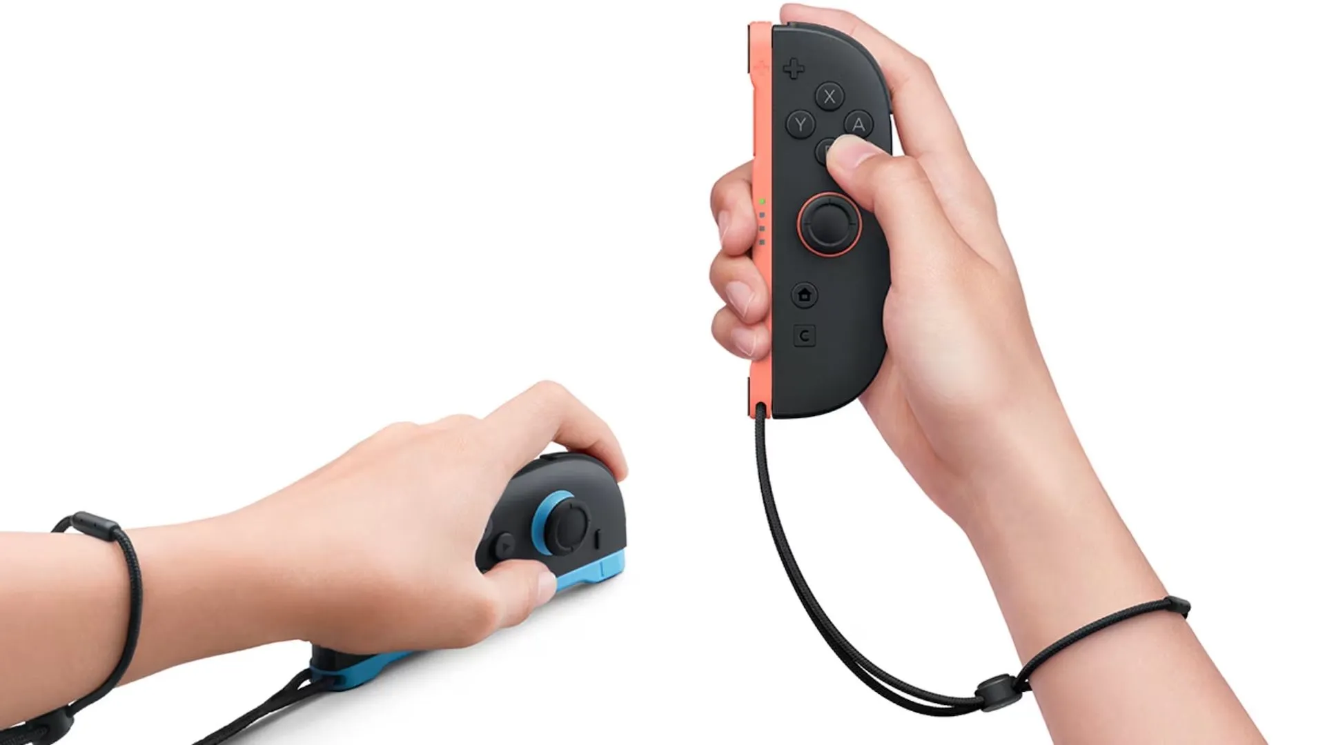 Cận cảnh bộ điều khiển Joy-Con 2 của Nintendo Switch 2, cho thấy khả năng cầm nắm và vị trí các nút chức năng, bao gồm nút C gây tranh cãi