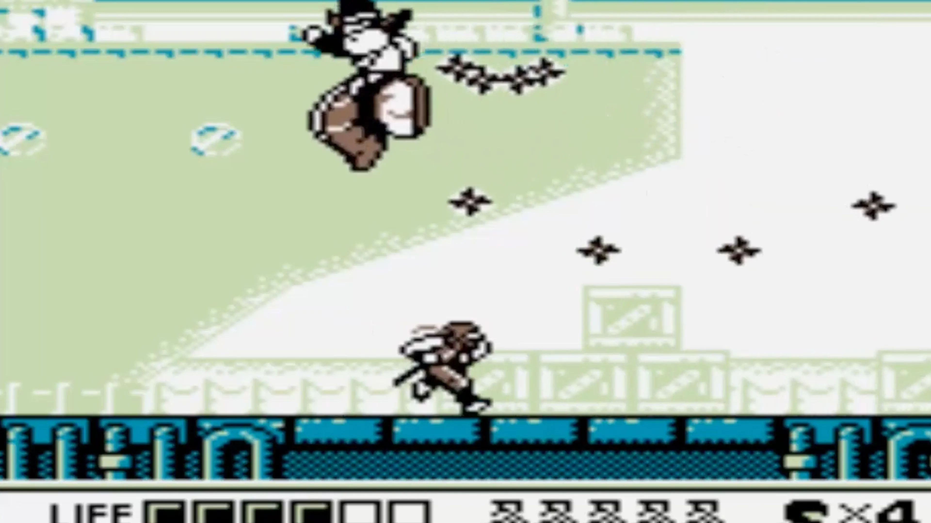 Cảnh hành động trong Ninja Gaiden Shadow, cho thấy yếu tố platformer và combat