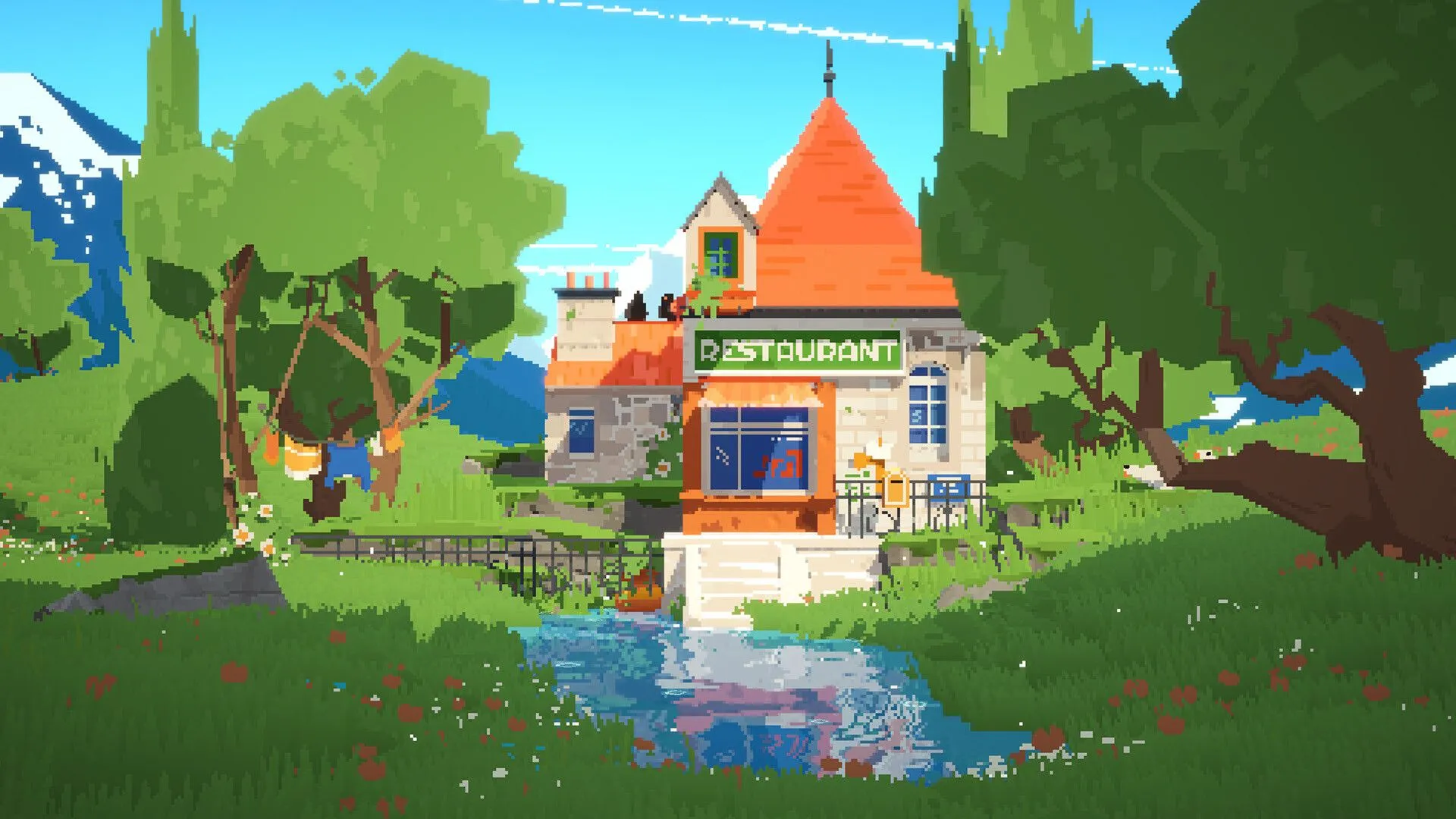 Chi tiết trang trí tinh tế của một ngôi nhà trong SUMMERHOUSE, cho thấy khả năng tùy biến cao trong game mô phỏng xây dựng này.