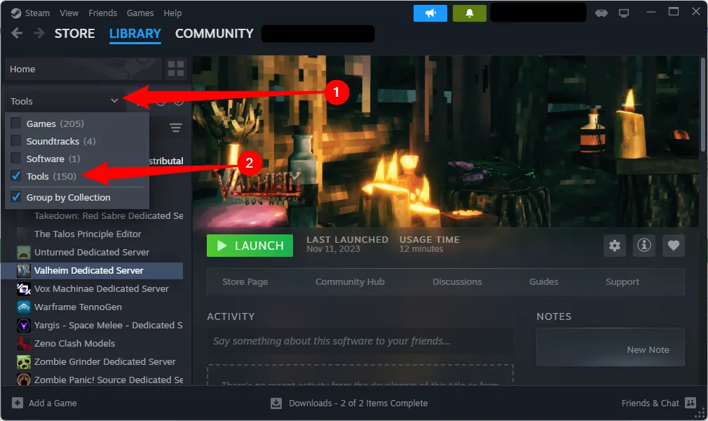 Danh sách các phần mềm máy chủ game trong Steam, cho phép người dùng dễ dàng cài đặt máy chủ trò chơi trên PC cũ