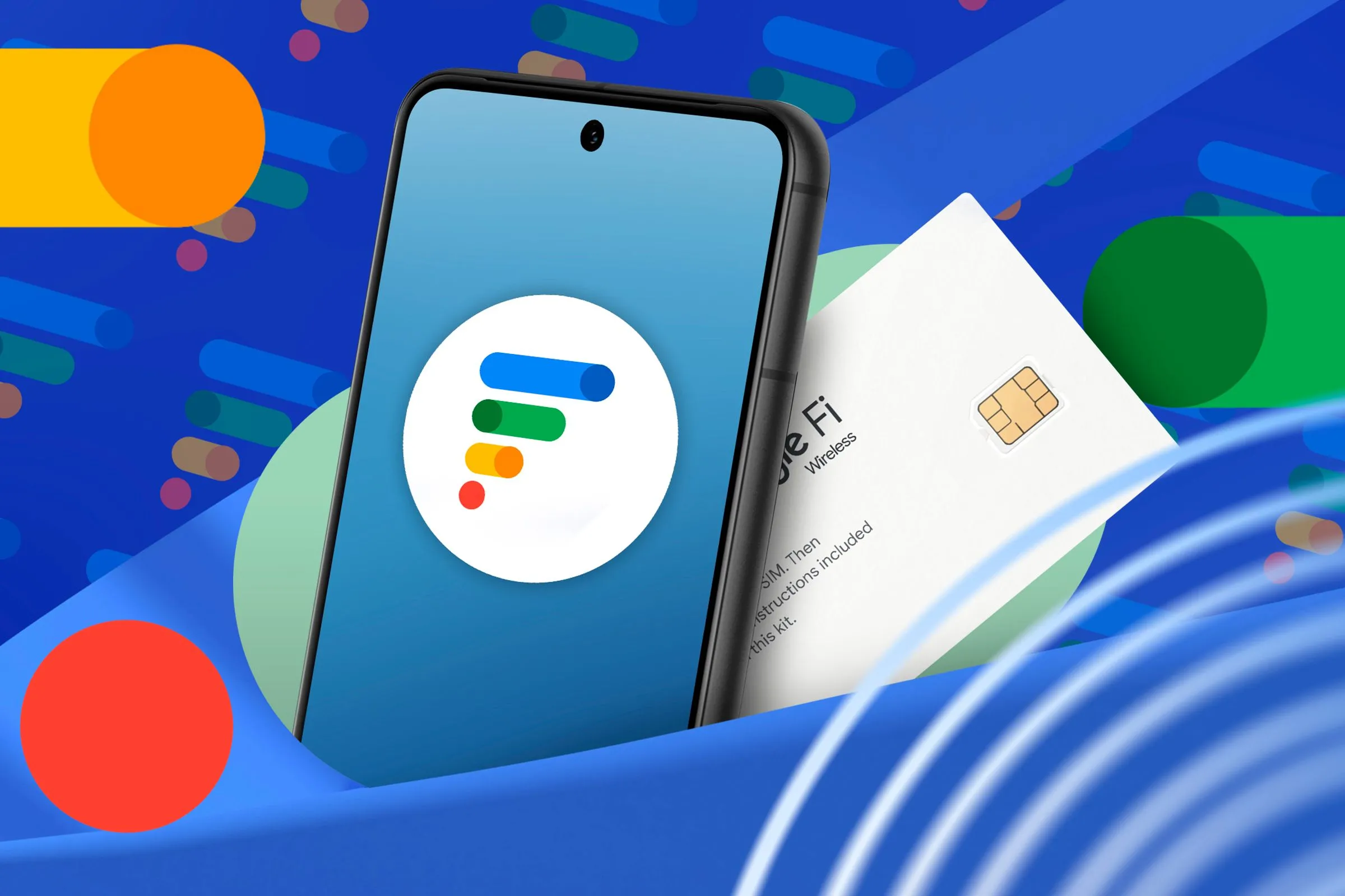 Điện thoại di động và thẻ SIM Google Fi với gói cước 5G mới.