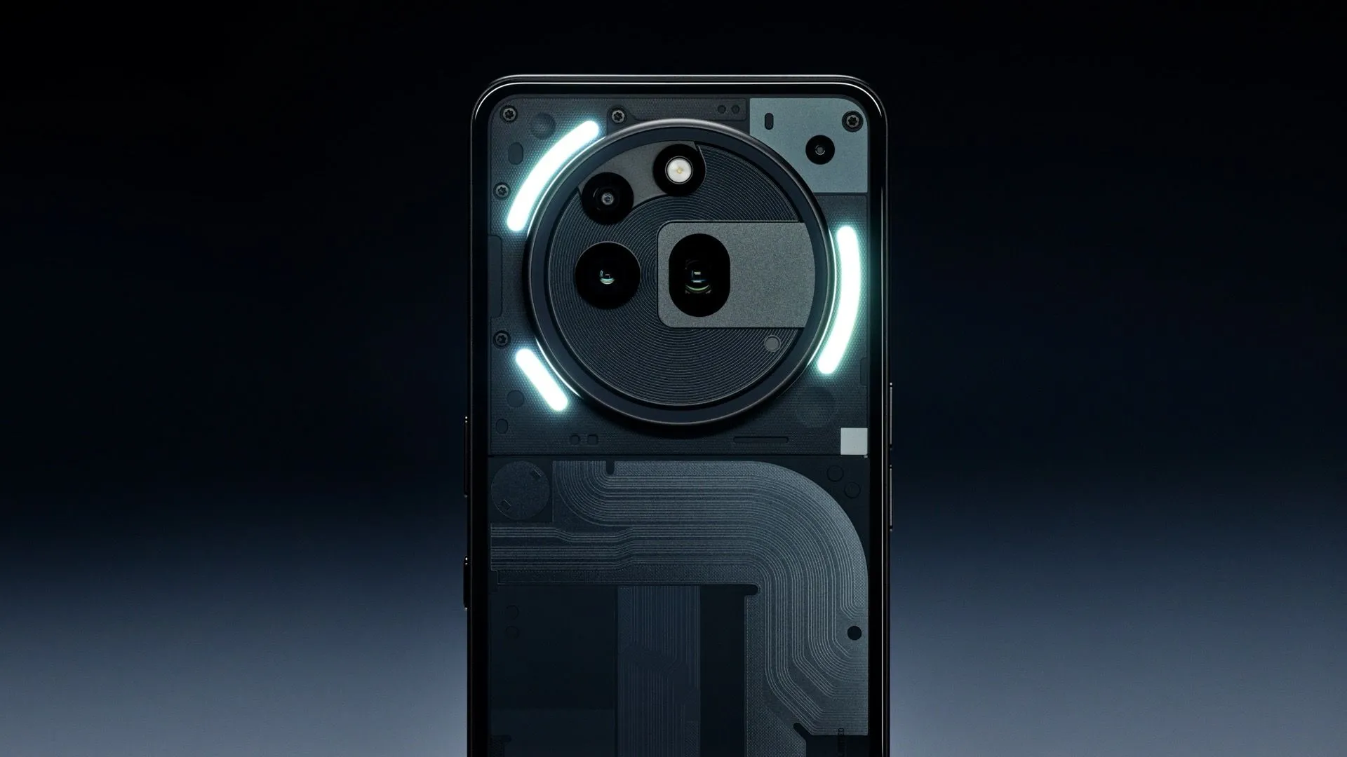 Điện thoại Nothing Phone 3a với mặt lưng trong suốt và các dải đèn LED