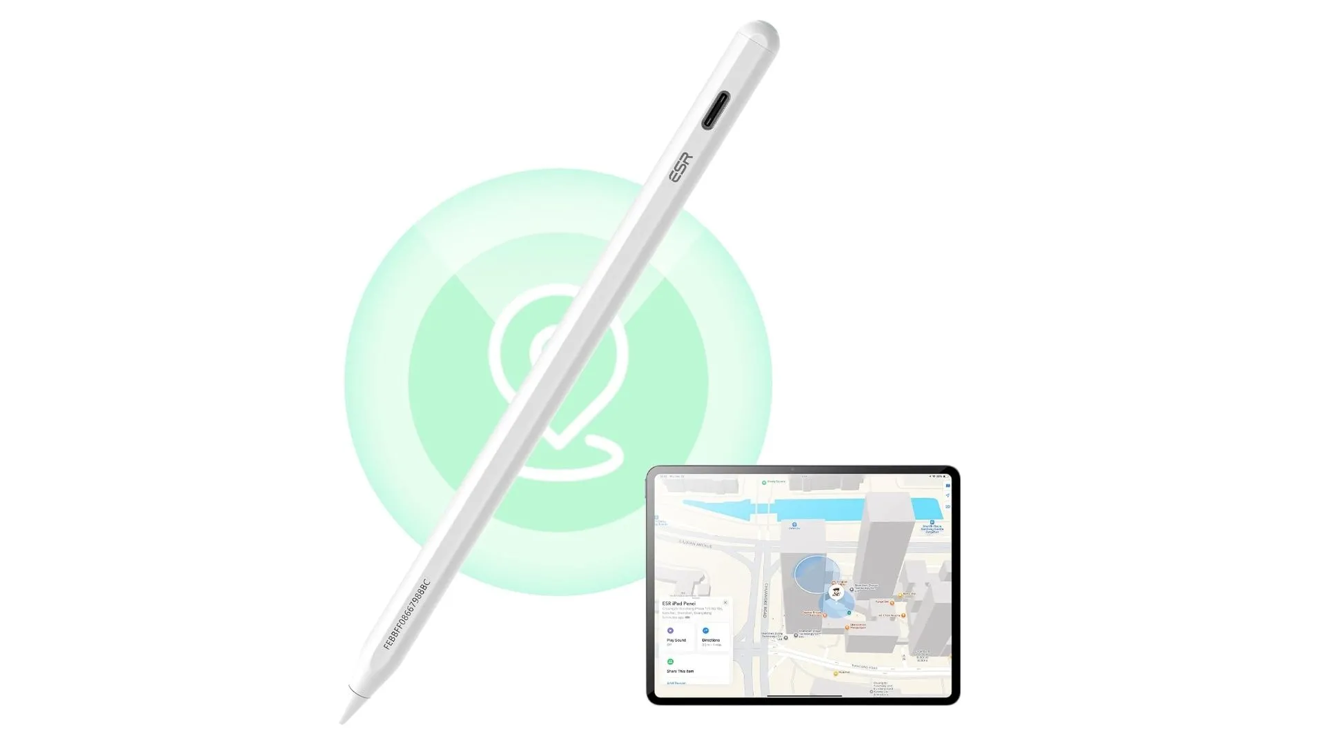 ESR Geo Digital Pencil hiển thị trên bản đồ Find My