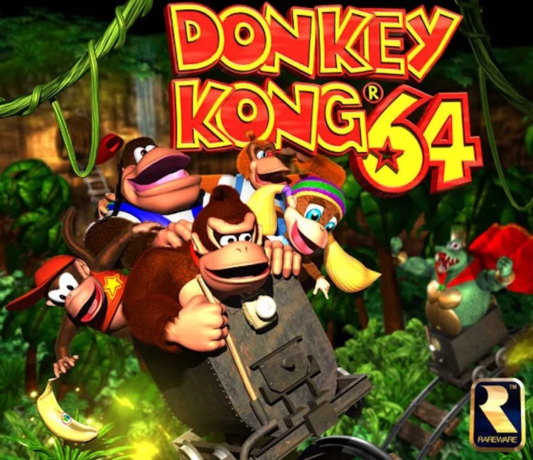 Gia đình tinh tinh của Donkey Kong 64, với Donkey Kong và các nhân vật khác.