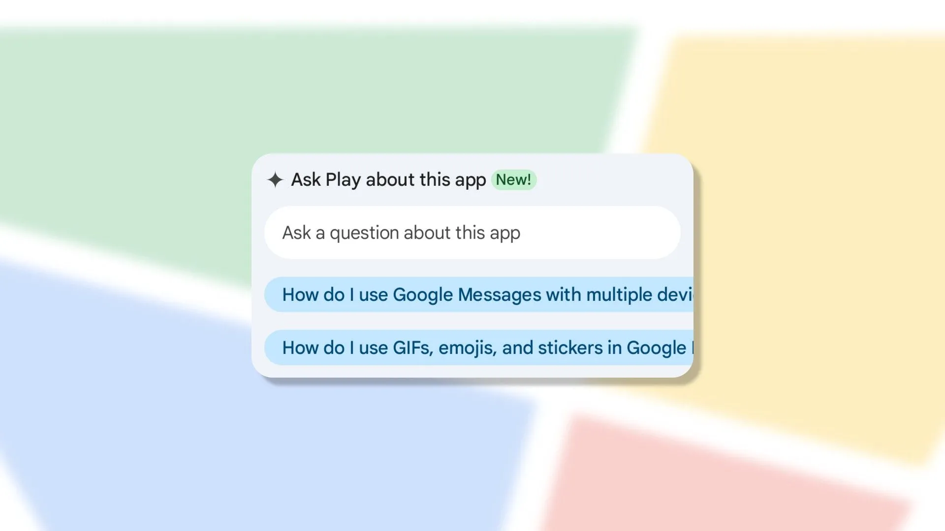 Giao diện bot AI của Google Play Store với bong bóng chat