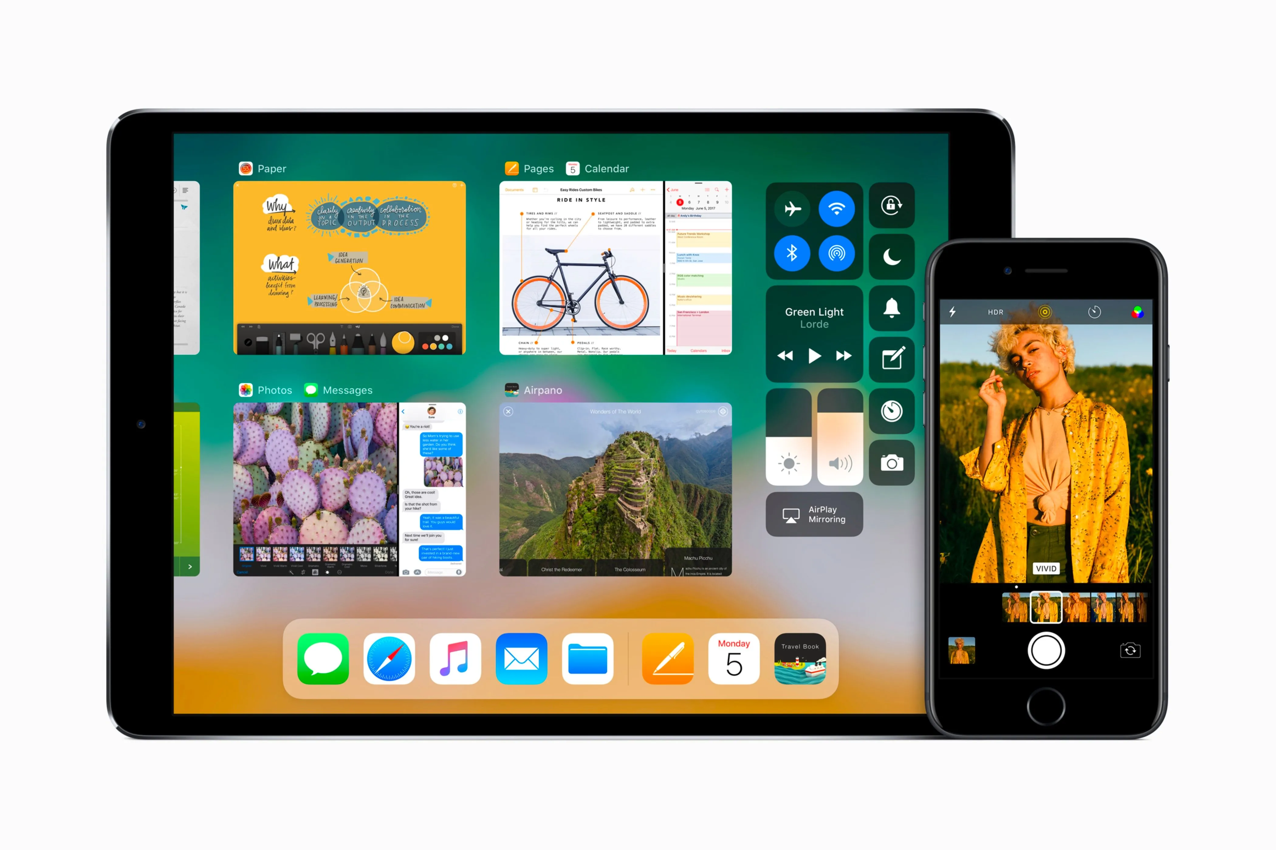 Giao diện iOS 11 trên iPad và iPhone, minh họa sự khác biệt và tối ưu hóa