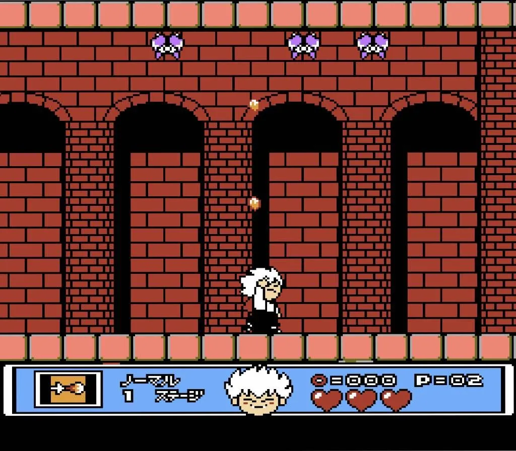 Giao diện người dùng và gameplay của Kid Dracula trên hệ máy Game Boy