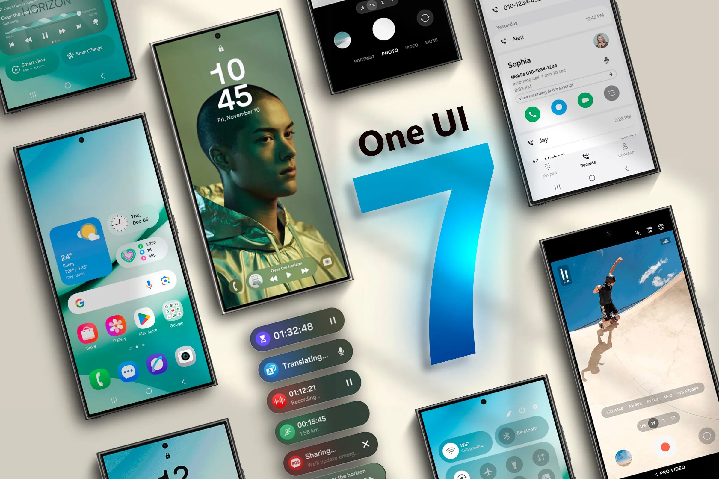 Giao diện One UI 7 trên các thiết bị Samsung Galaxy S24, minh họa tính năng phần mềm