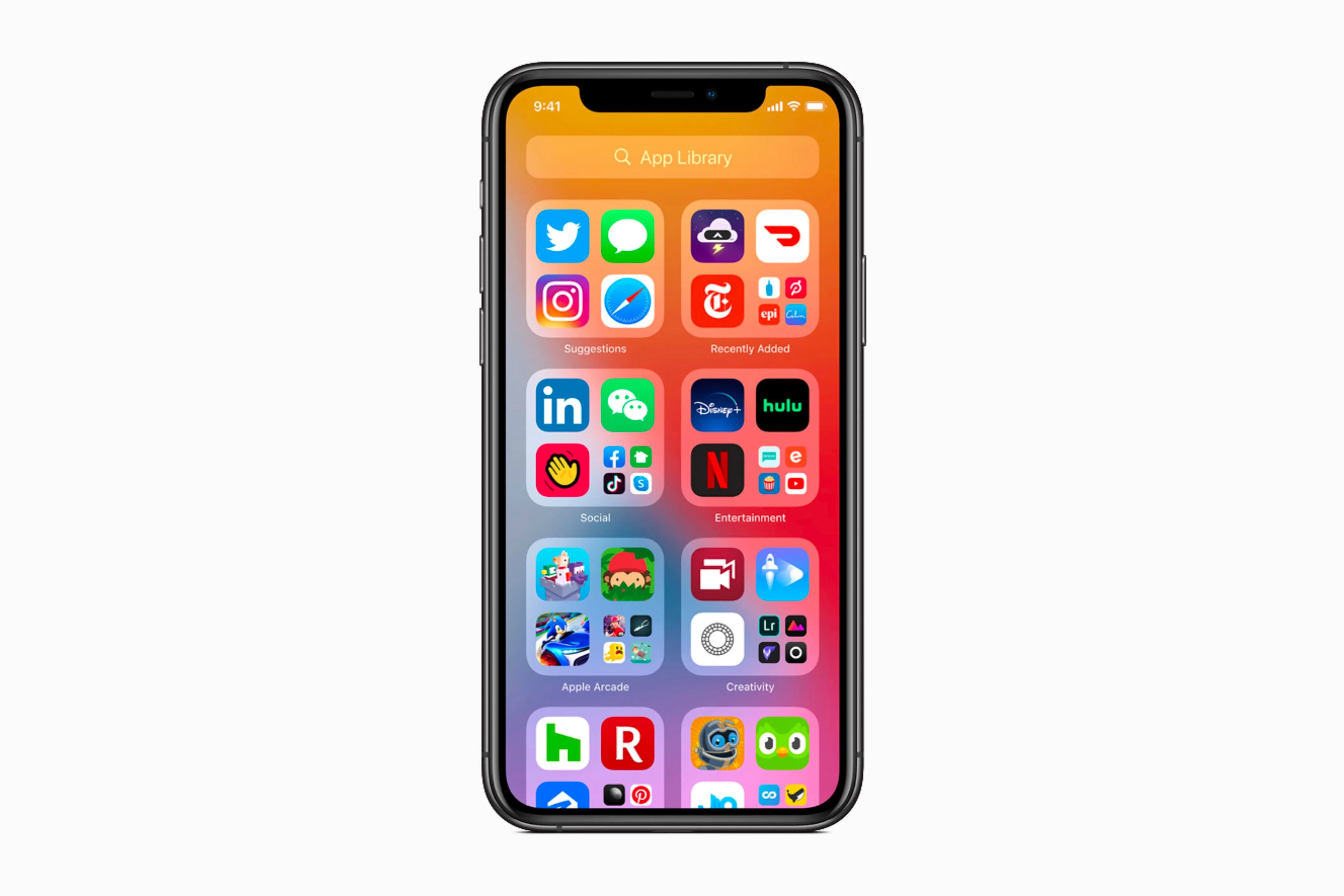 Giao diện Thư viện ứng dụng (App Library) trên iPhone chạy iOS 14