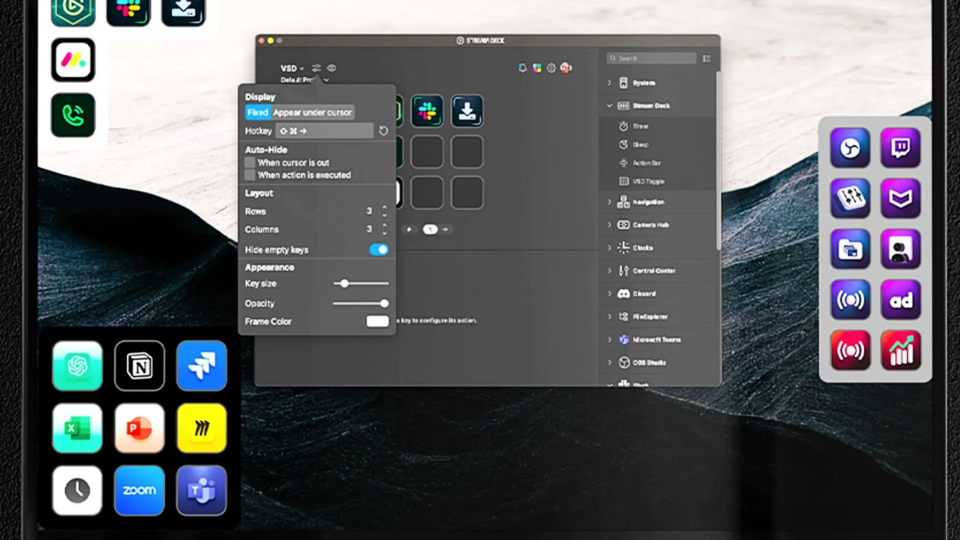 Giao diện ứng dụng Elgato Virtual Stream Deck hiển thị các nút chức năng
