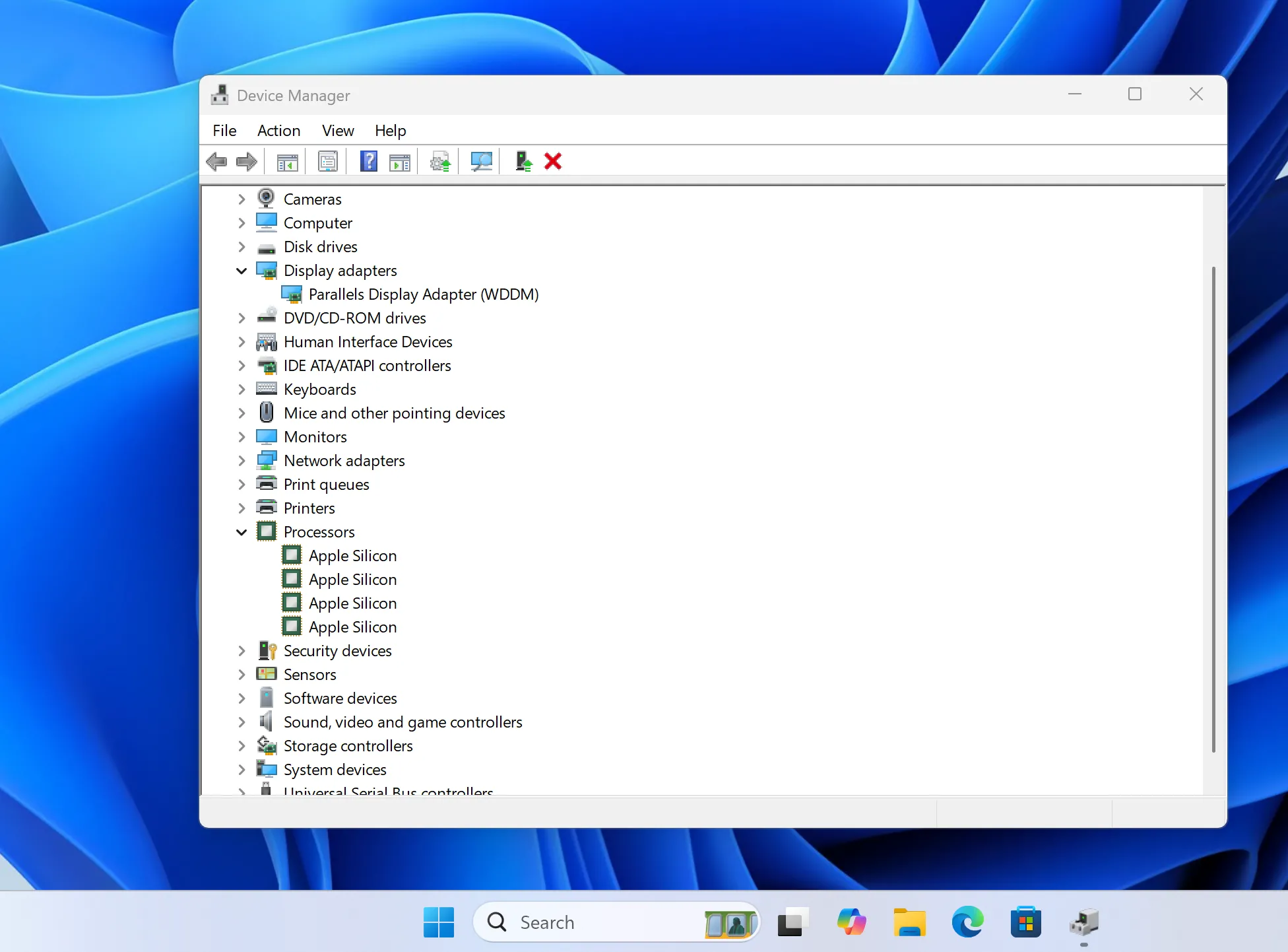 Giao diện Windows 11 ARM hoạt động mượt mà trên MacBook Pro sử dụng Parallels Desktop.