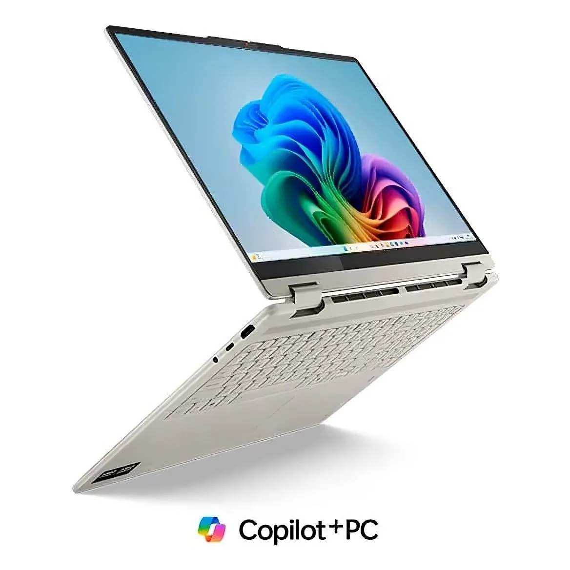 Góc nhìn cận cảnh laptop Lenovo Yoga 7 2-in-1 16 inch AMD, cho thấy màn hình và bàn phím.