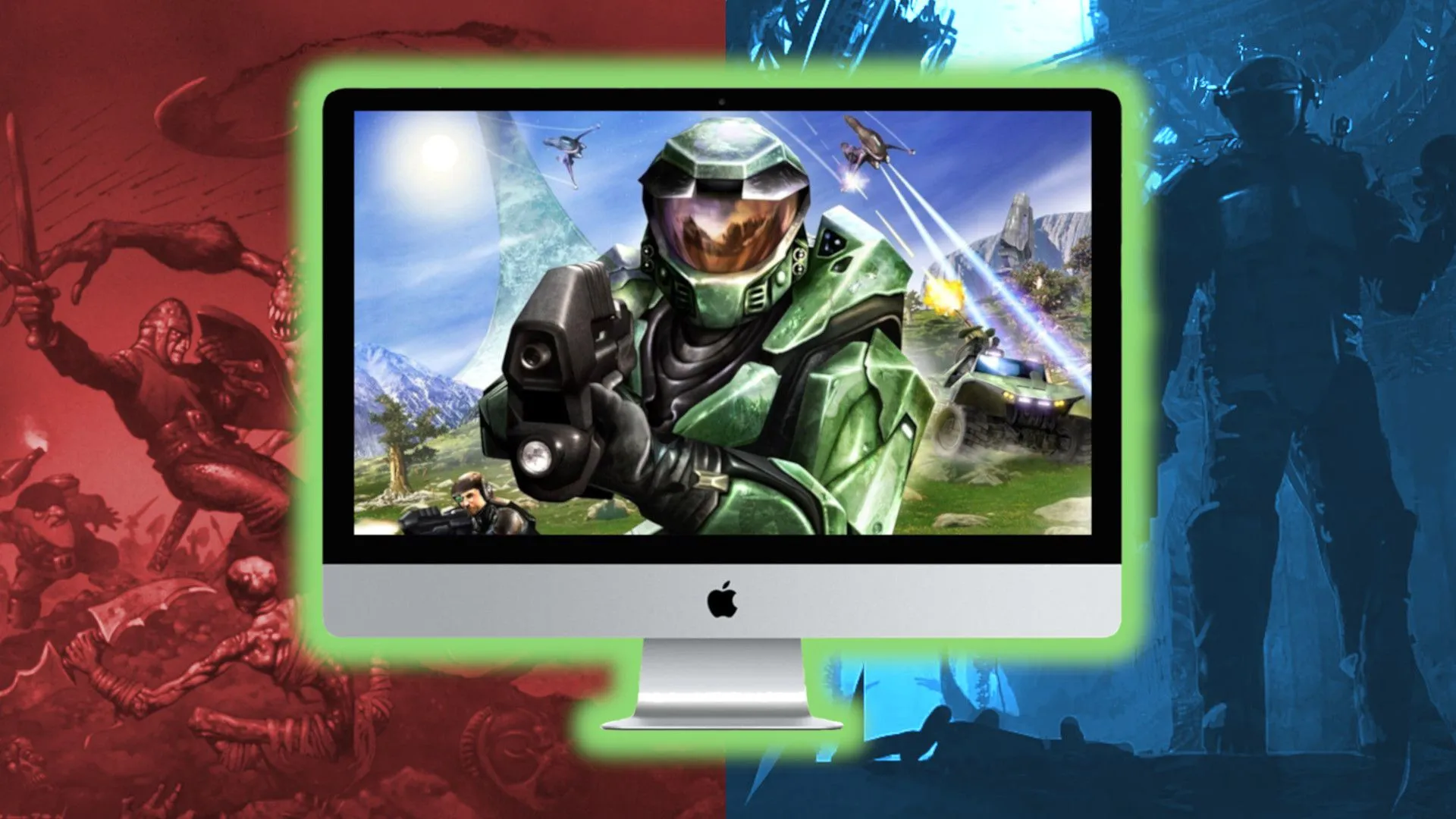 Hình ảnh game Halo chạy trên máy Mac, gợi nhớ về việc Bungie từng phát triển Halo cho nền tảng Apple
