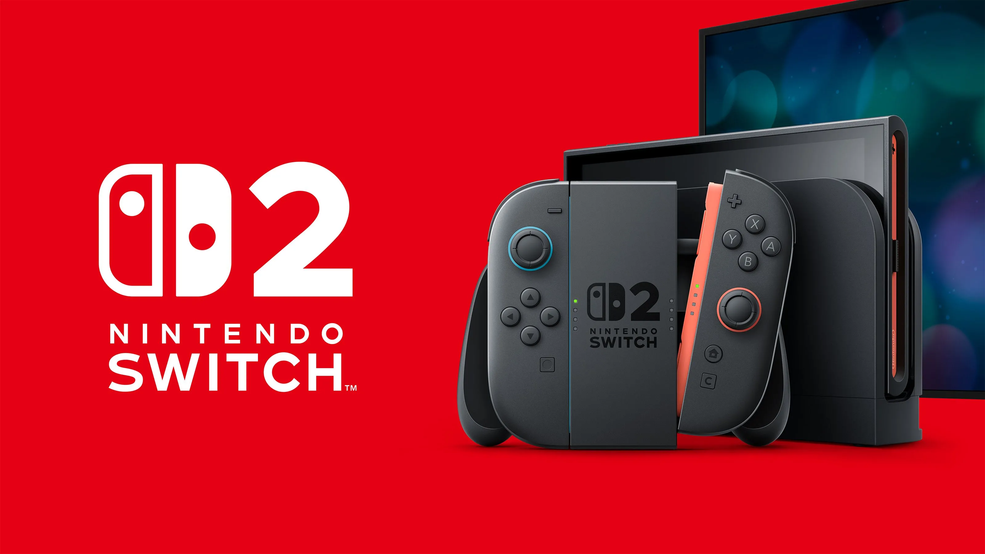 Hình ảnh máy chơi game Nintendo Switch 2 với logo trên màn hình, biểu tượng của sự ra mắt.
