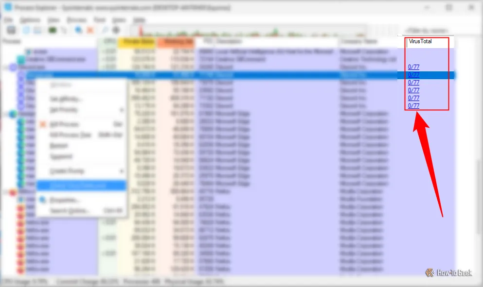 Kết quả kiểm tra cho thấy Discord là ứng dụng an toàn qua tính năng tích hợp VirusTotal trong Process Explorer
