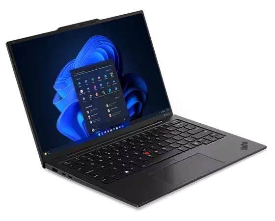 Laptop Lenovo ThinkPad X1 Carbon Gen 12 mở ra màn hình desktop Linux.