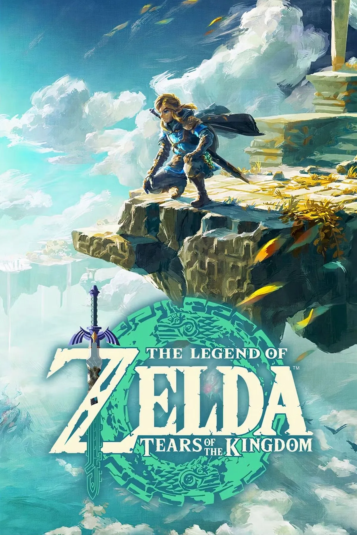 Link đang bay lượn trên bầu trời xanh rộng lớn của Hyrule trong The Legend of Zelda: Tears of the Kingdom, phía dưới là thế giới mở tuyệt đẹp