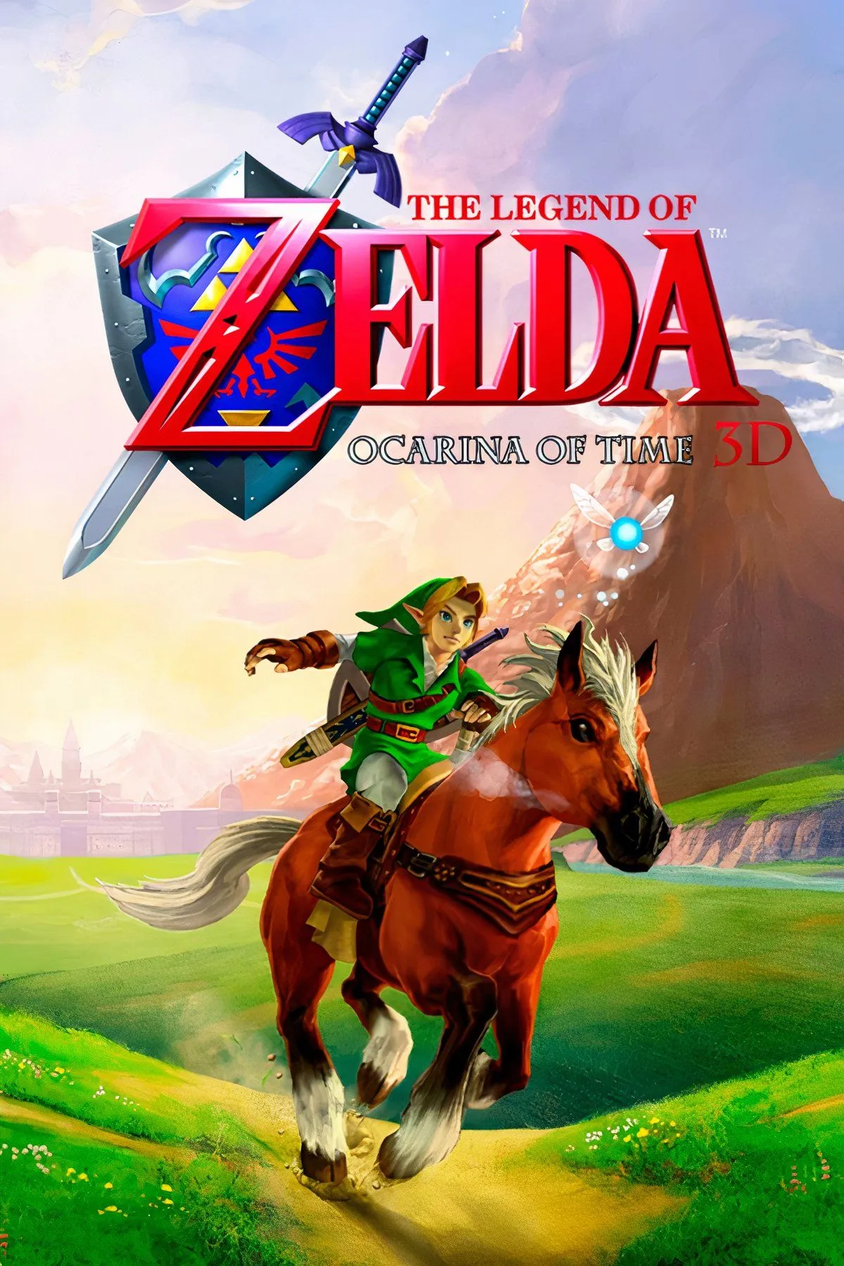 Link đang thực hiện hoạt động câu cá tại Hồ Hylia trong The Legend of Zelda: Ocarina of Time