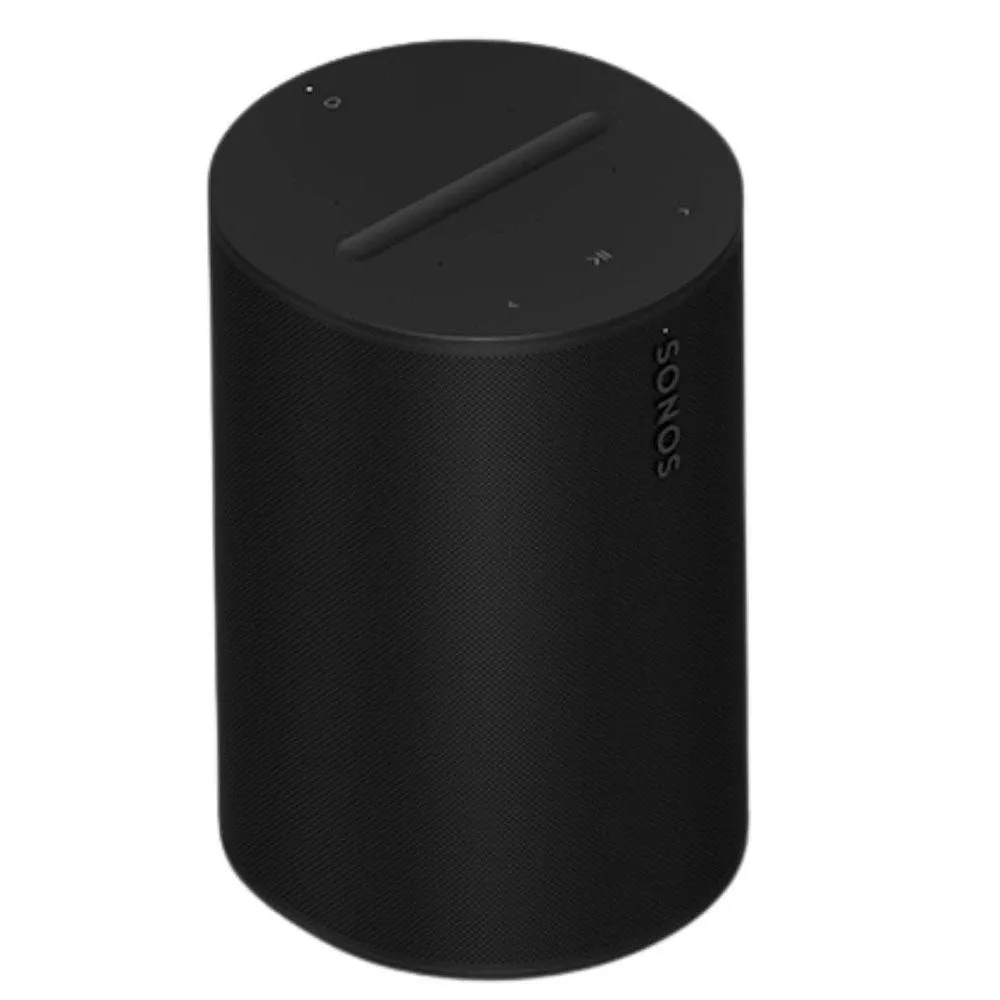 Loa thông minh Sonos Era 100 màu đen trên bề mặt gỗ