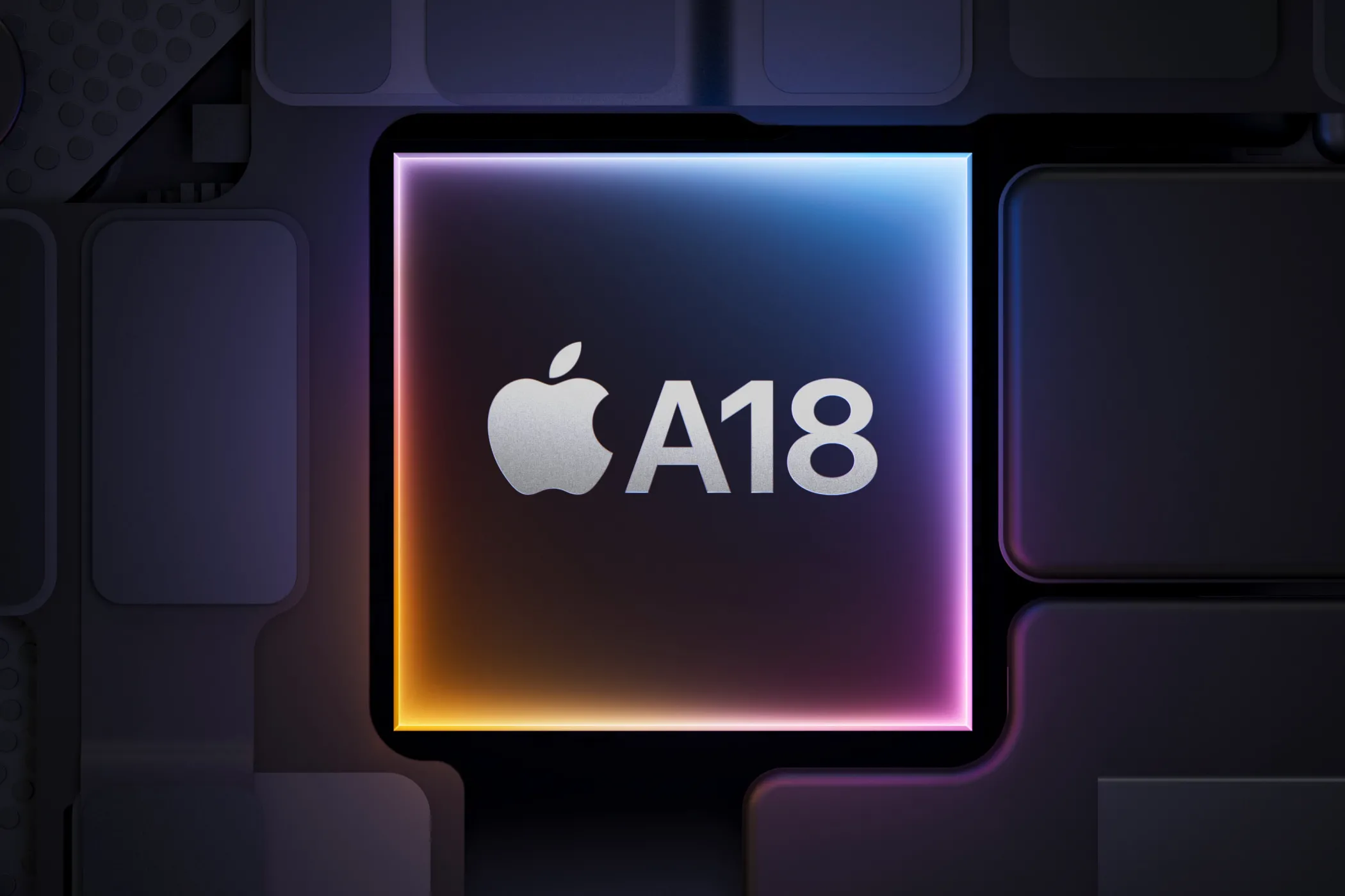 Logo chip Apple A18 Bionic, biểu tượng của sức mạnh xử lý và trí tuệ nhân tạo.
