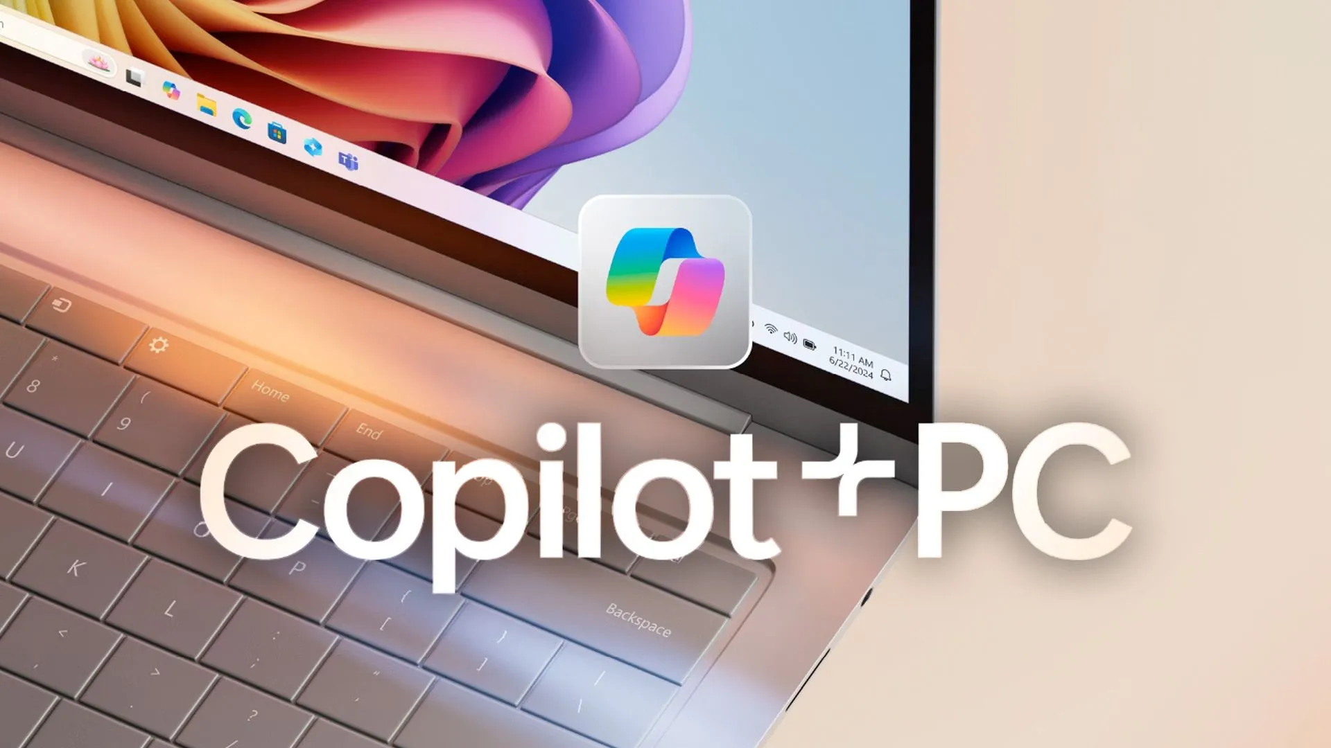 Logo Copilot+ PC màu xanh và trắng, biểu tượng cho sức mạnh AI tích hợp trên máy tính xách tay
