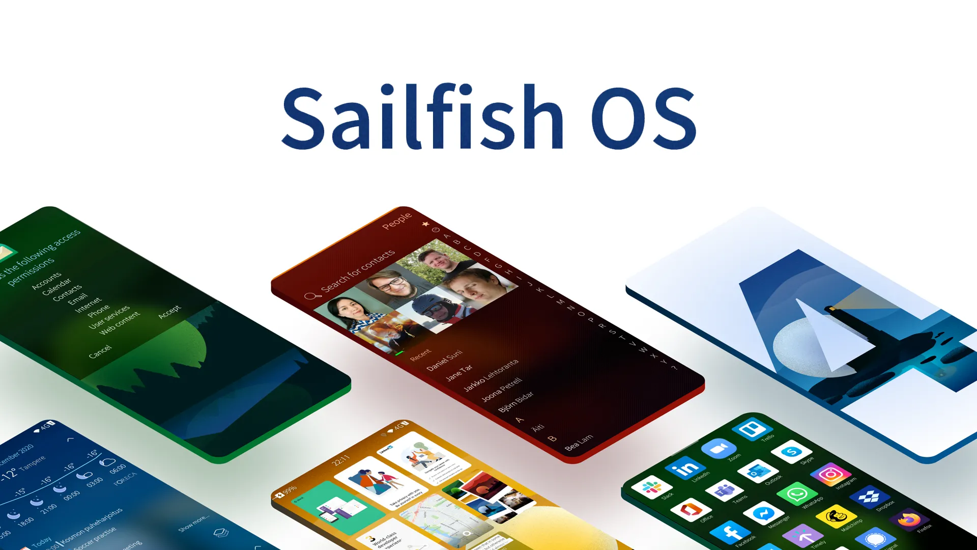 Logo Sailfish OS với biểu tượng cánh buồm màu xanh