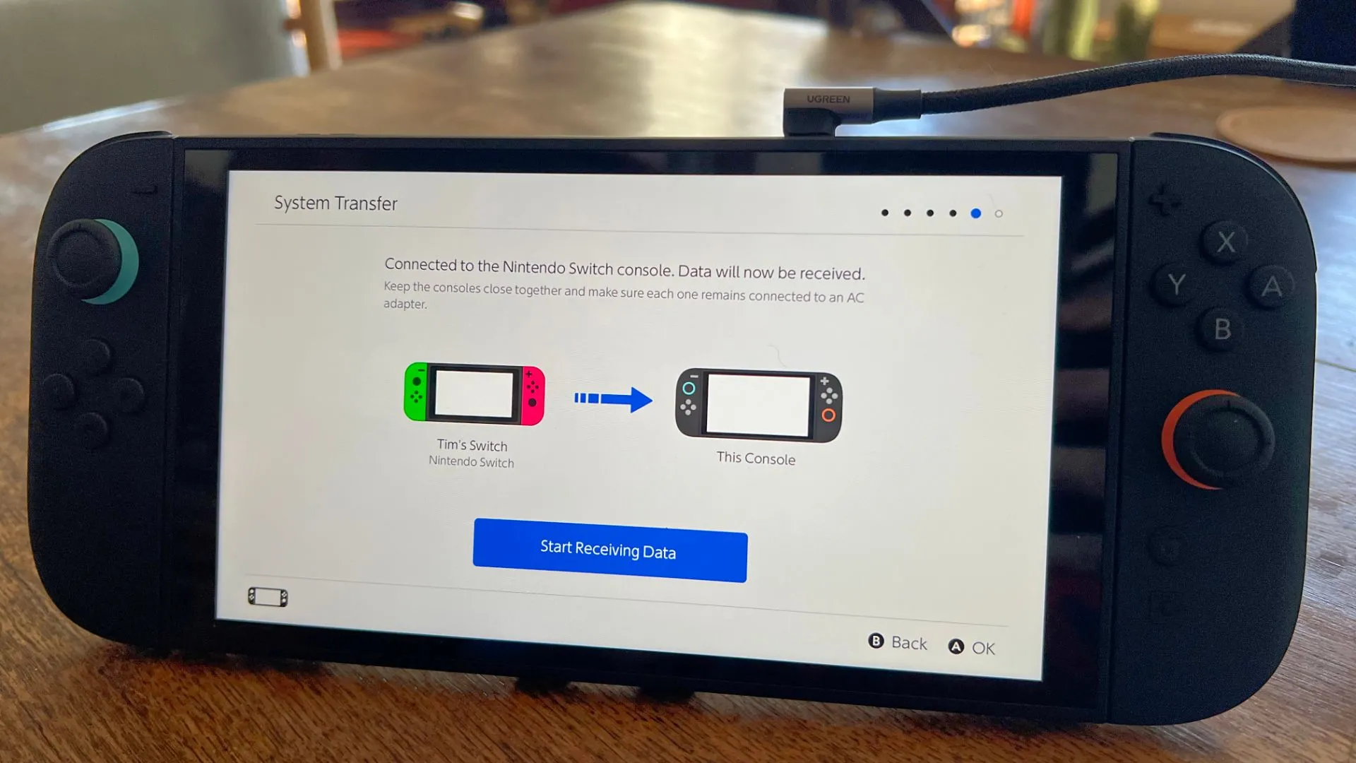Màn hình chuẩn bị chuyển dữ liệu trên Nintendo Switch 2, sẵn sàng bắt đầu quá trình