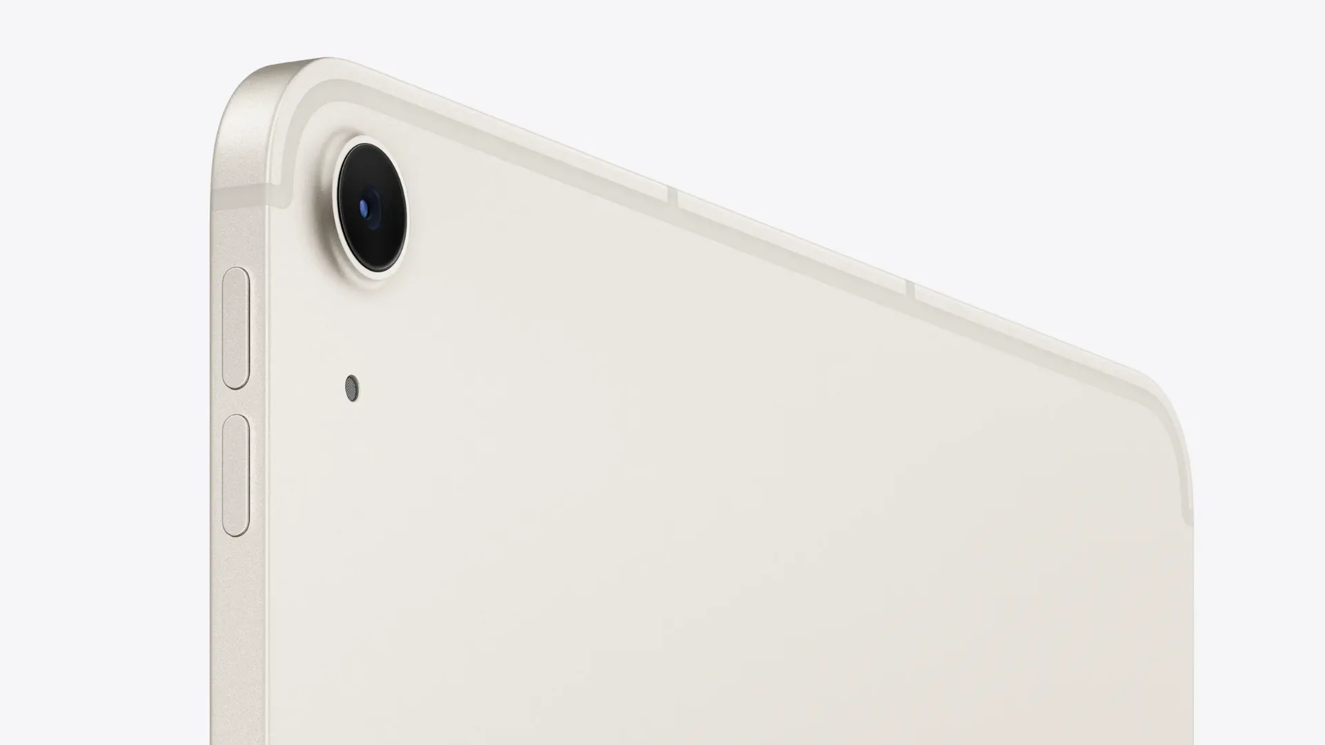 Mô-đun camera phía sau của iPad Air M3, nổi bật với thiết kế tối giản và ống kính đơn