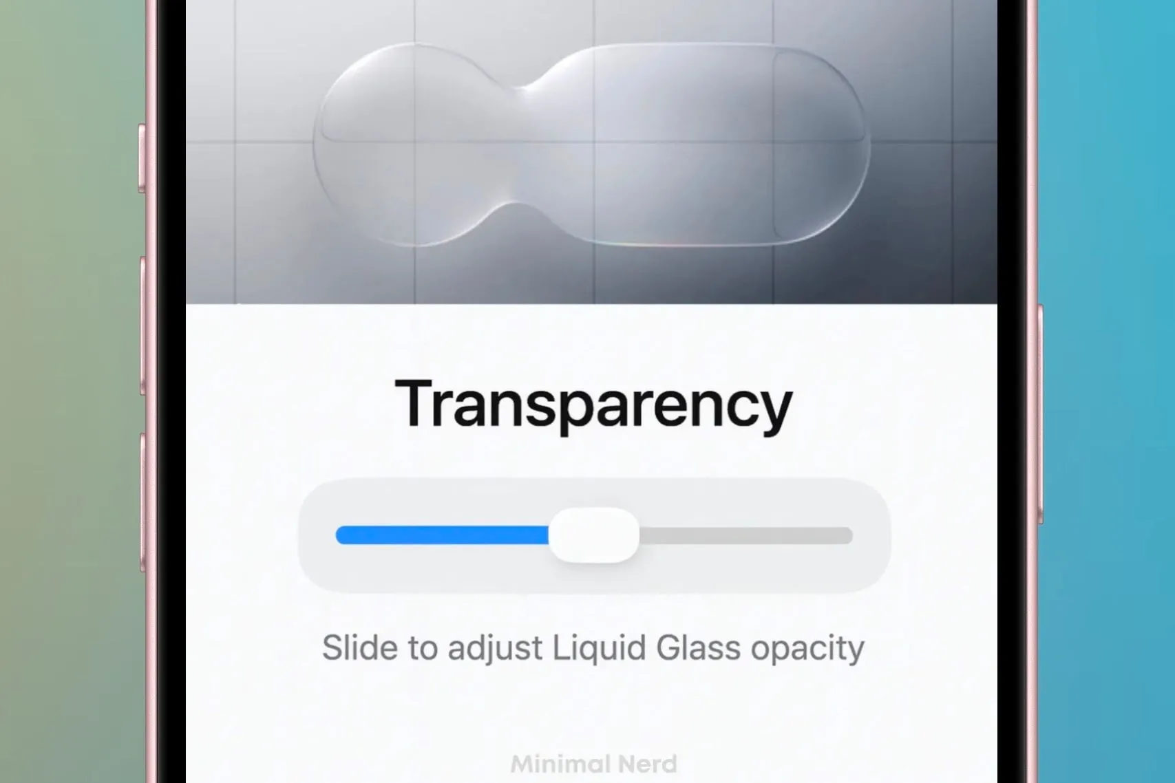Mô phỏng thanh trượt điều chỉnh cường độ hiệu ứng Liquid Glass trên iOS