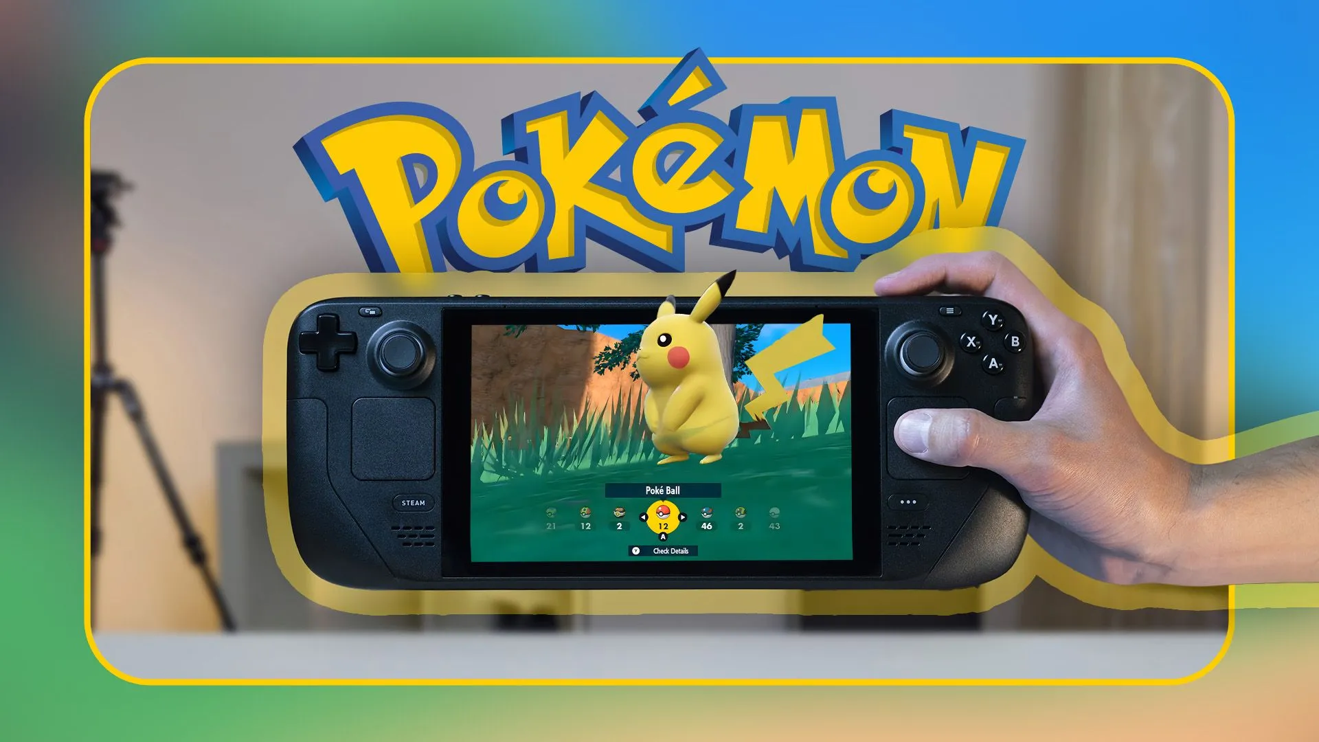 Một game thủ đang chơi Pokémon trên Steam Deck, cho thấy sự phổ biến vượt thời gian và khả năng tiếp cận đa nền tảng của tựa game.