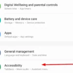 Mục Hỗ trợ tiếp cận trong cài đặt điện thoại Samsung