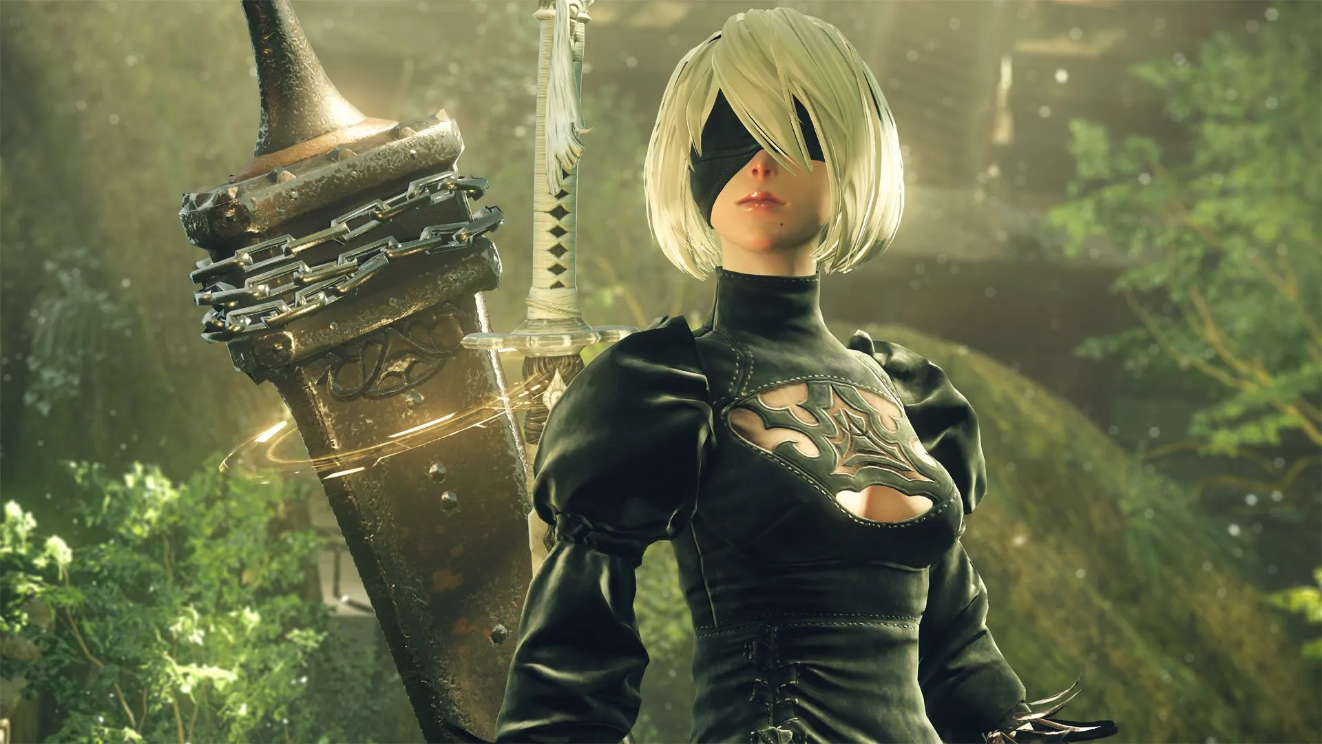 Nhân vật 2B của tựa game JRPG NieR: Automata với vũ khí đặc trưng, biểu tượng cho sự trở lại mạnh mẽ của thể loại.