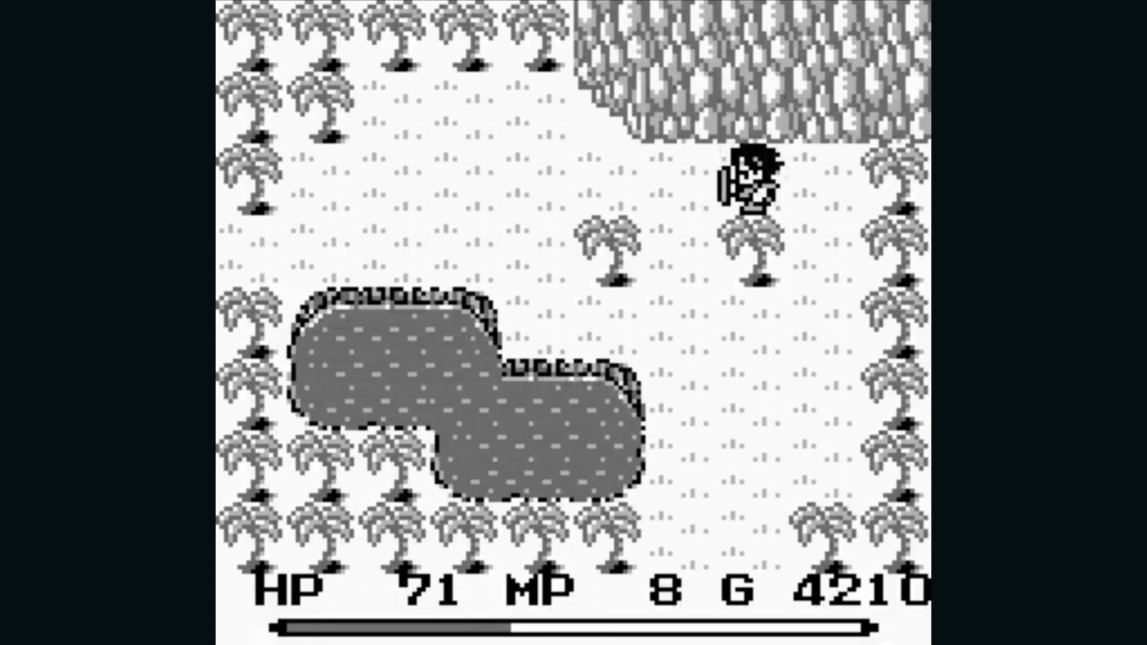 Nhân vật chính đối mặt với kẻ thù trong Final Fantasy Adventure, nhấn mạnh yếu tố Action RPG