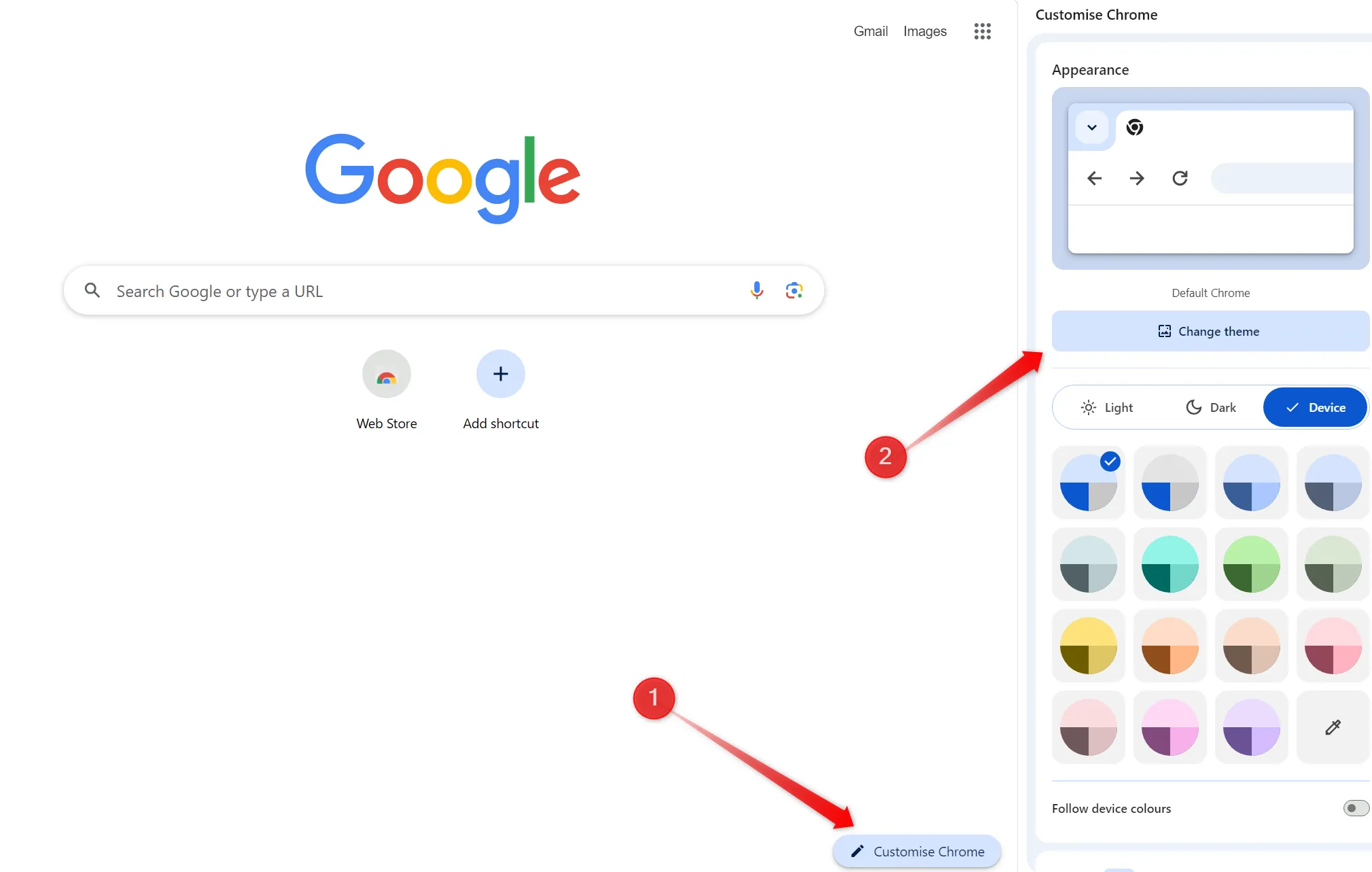 Thay đổi chủ đề (theme) trong trình duyệt Google Chrome trên Chromebook