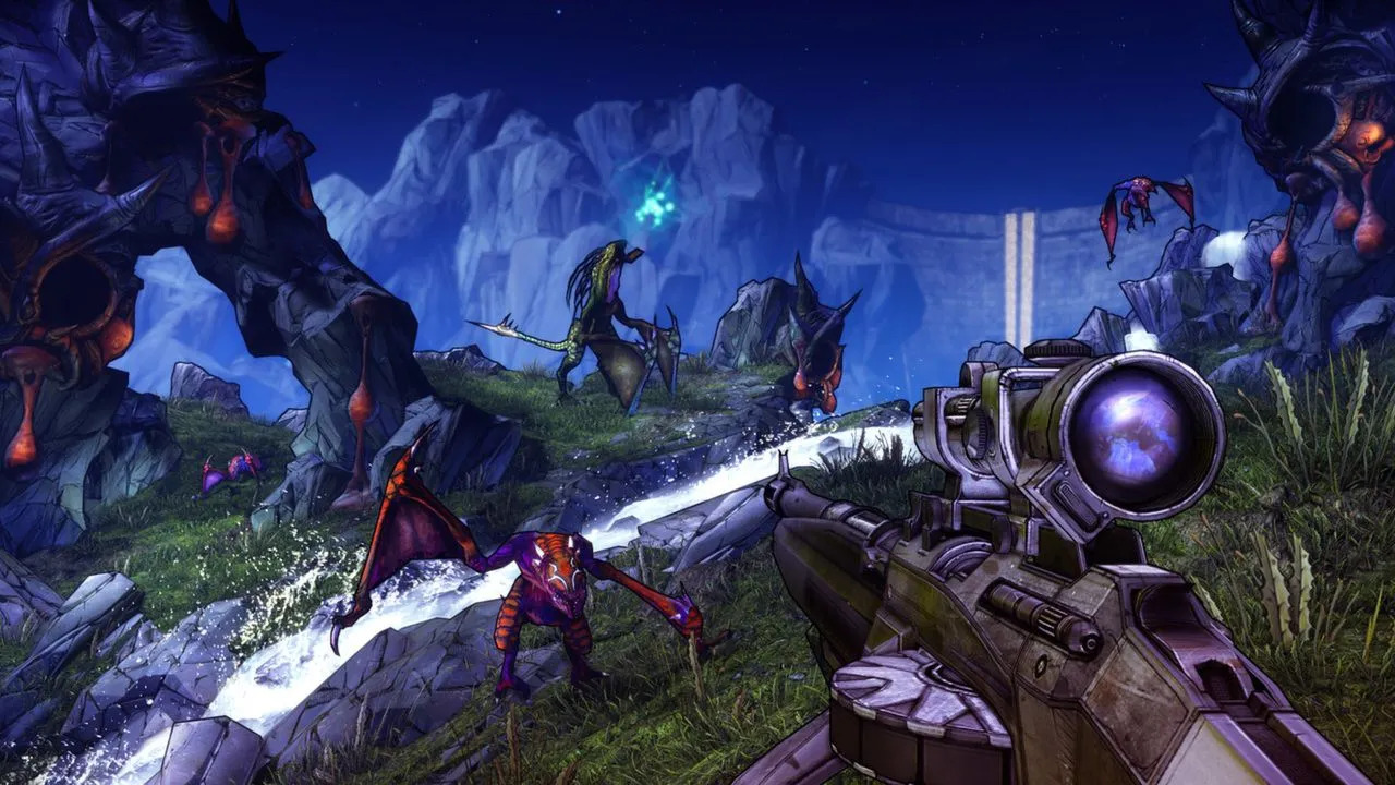 Ảnh chụp màn hình chính thức của Borderlands 2, tựa game bắn súng nhập vai đồ họa cel-shaded