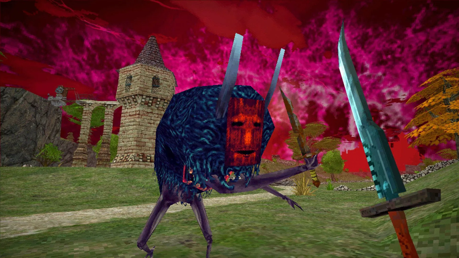 Ảnh chụp màn hình gameplay chính thức của Dread Delusion, game RPG góc nhìn thứ nhất với đồ họa retro