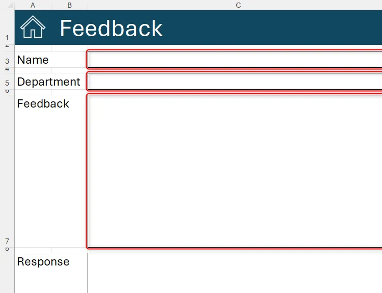 Ba ô cụ thể trong bảng tính Excel được tô sáng, chuẩn bị cho thao tác khóa hoặc mở khóa ô để kiểm soát quyền chỉnh sửa.