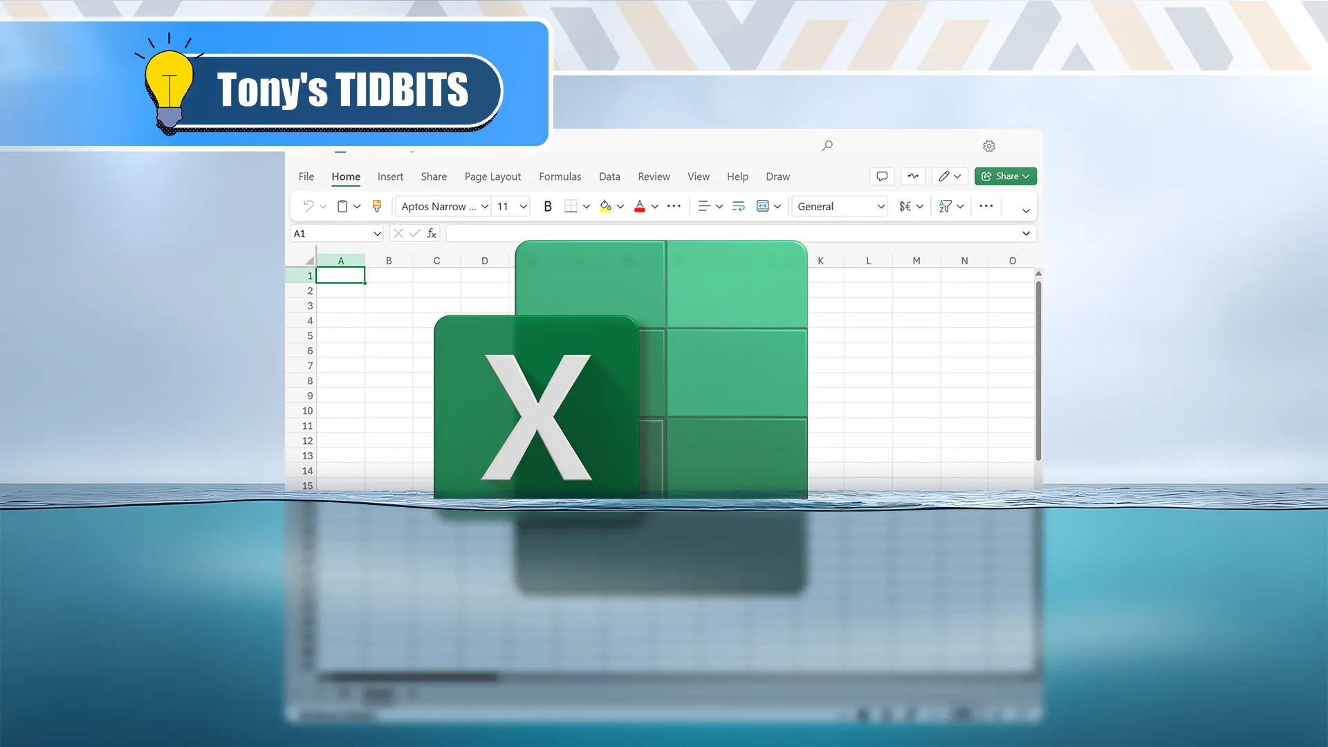Bảng tính Excel và logo Excel chìm dưới nước, tượng trưng cho sự cố không thể truy cập dữ liệu trong Microsoft 365 Family.