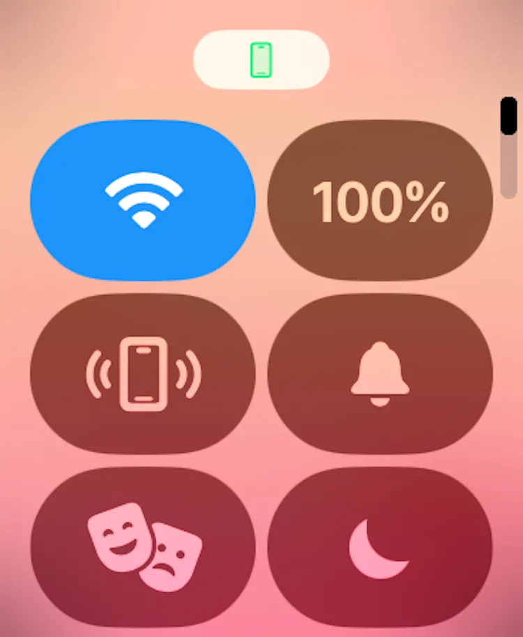 Biểu tượng ping iPhone trên Trung tâm điều khiển của Apple Watch, giúp bạn tìm iPhone bị thất lạc.
