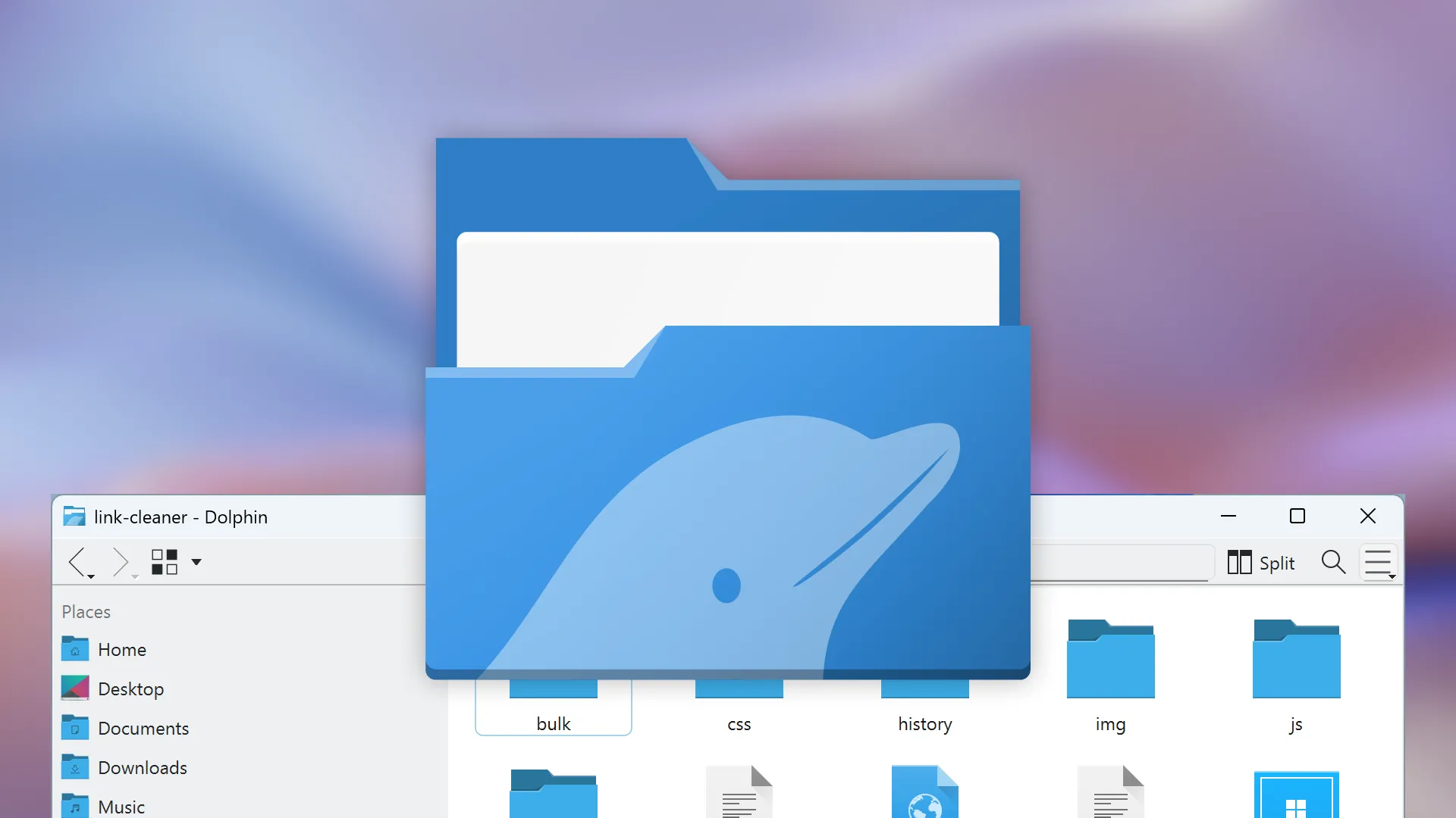 Biểu tượng trình quản lý tệp Dolphin của KDE Plasma, một ứng dụng mạnh mẽ cho người dùng Linux