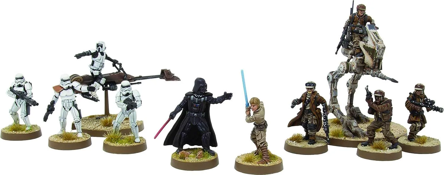 Bộ sưu tập các mô hình nhỏ của Star Wars Legion bao gồm quân đội Đế Chế và Liên Minh Nổi Dậy