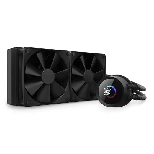 Bộ tản nhiệt nước AIO NZXT Kraken 240mm với màn hình LCD hiển thị thông tin hiệu năng và hiệu ứng RGB sống động.