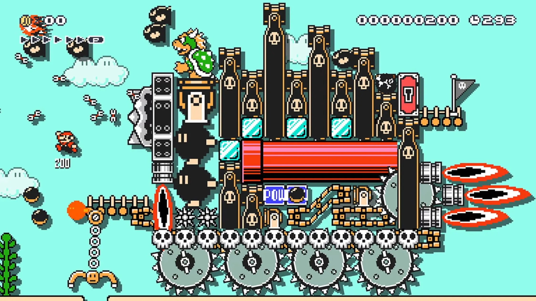 Bowser đuổi theo Mario trên cỗ máy độc đáo trong Super Mario Maker 2