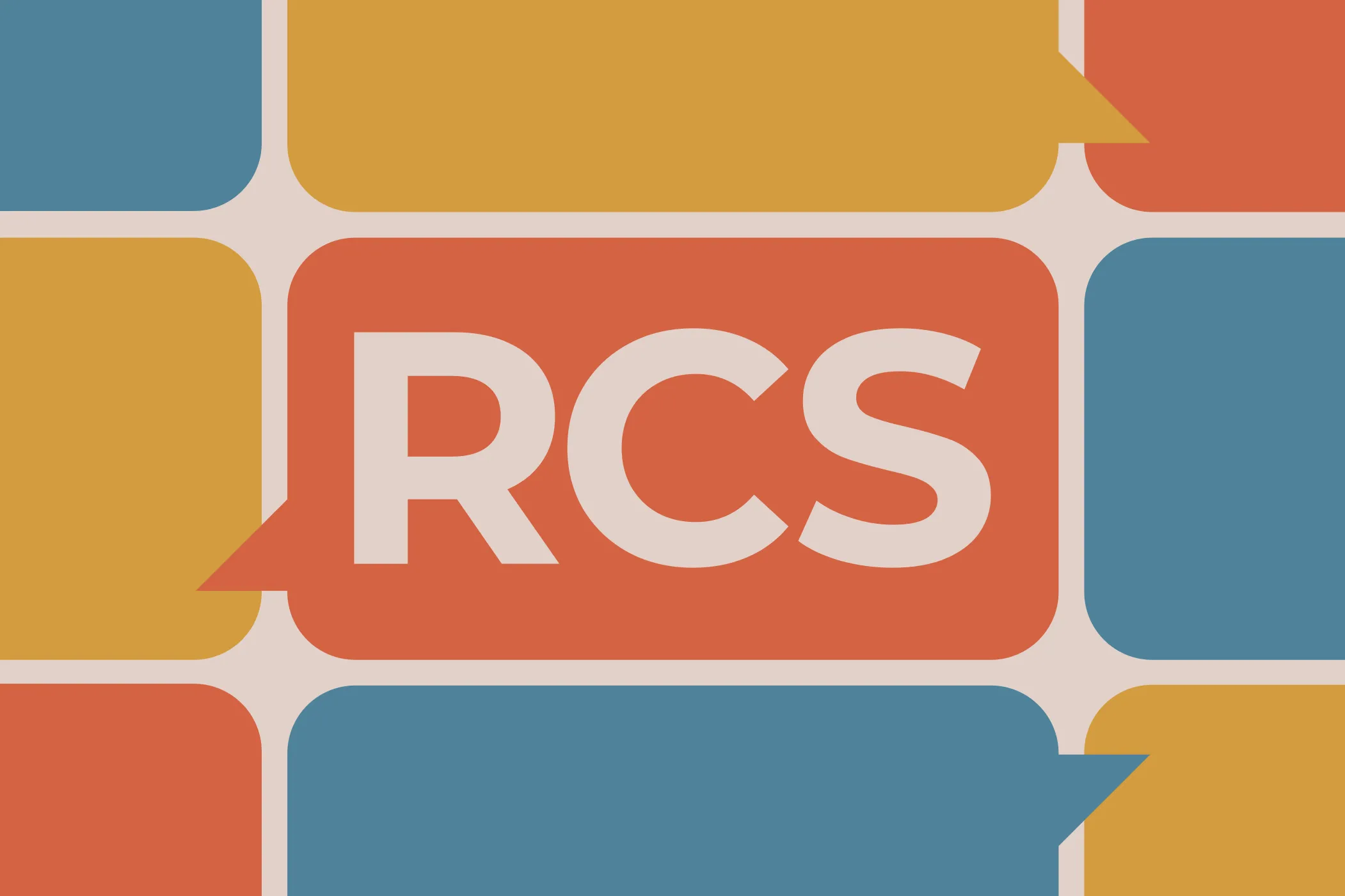 Các bong bóng chat với biểu tượng RCS, thể hiện tin nhắn đa phương tiện chất lượng cao