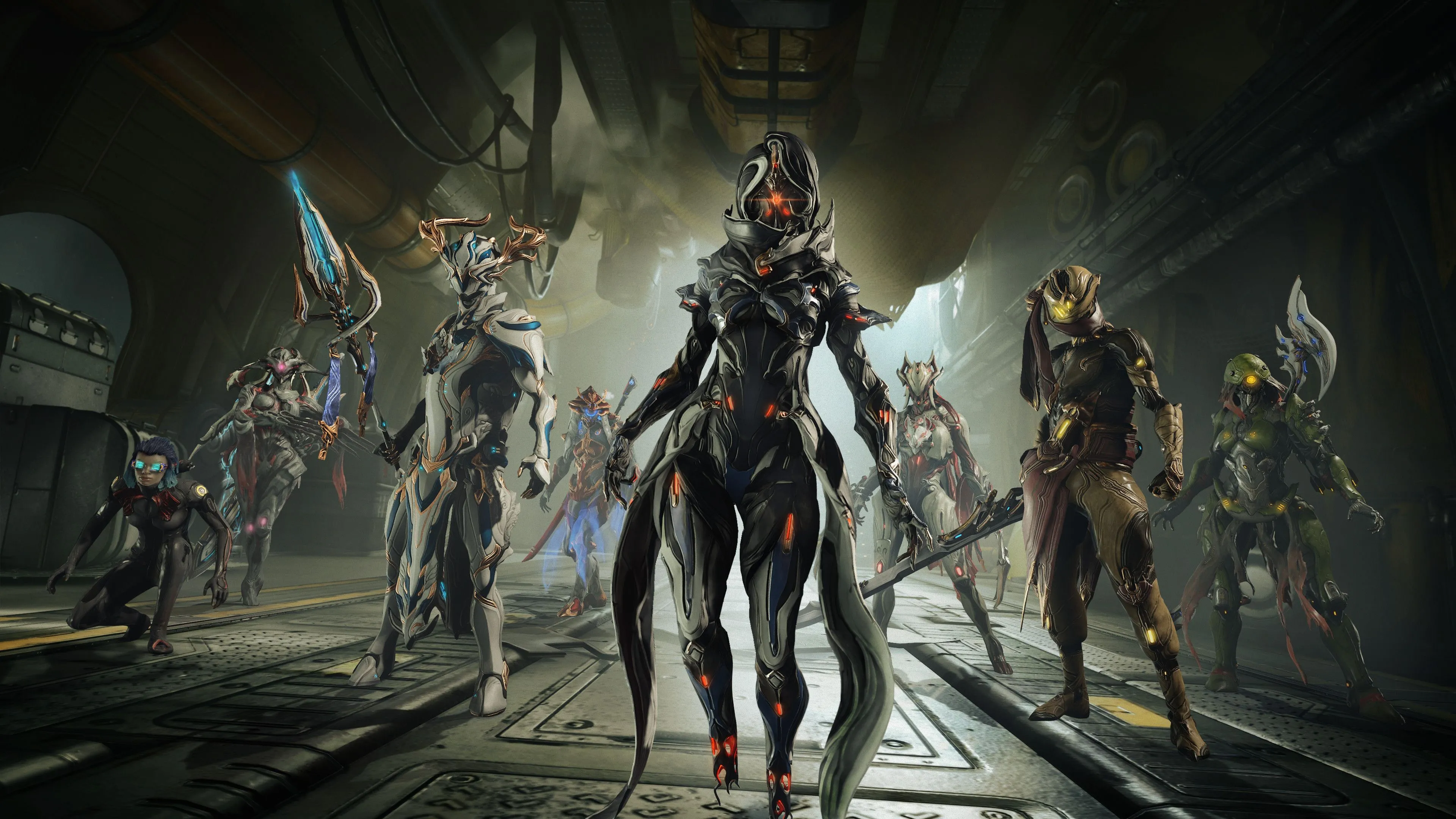 Các nhân vật trong Warframe, tựa game miễn phí nổi tiếng với nội dung liên tục và không có điểm kết thúc rõ ràng.